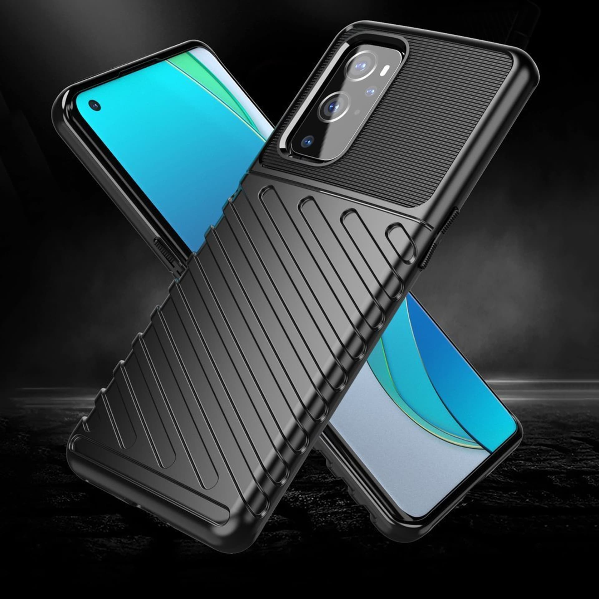 

Thunder Case elastyczne pancerne etui pokrowiec OnePlus 9 Pro czarny