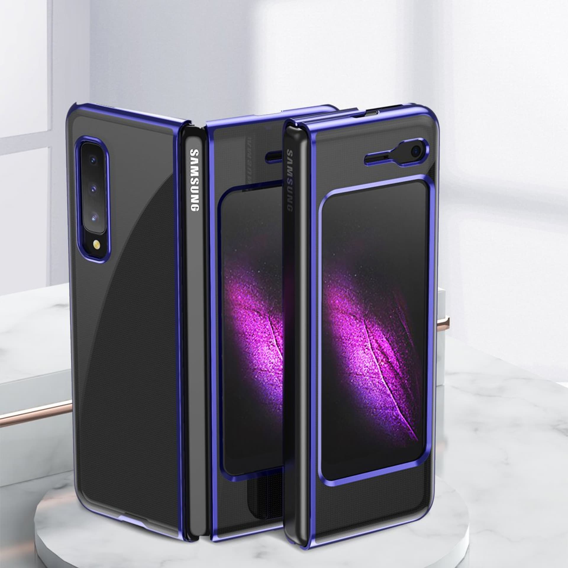 

Plating Case hard case pokrowiec etui z metaliczną ramką Samsung Galaxy Fold niebieski