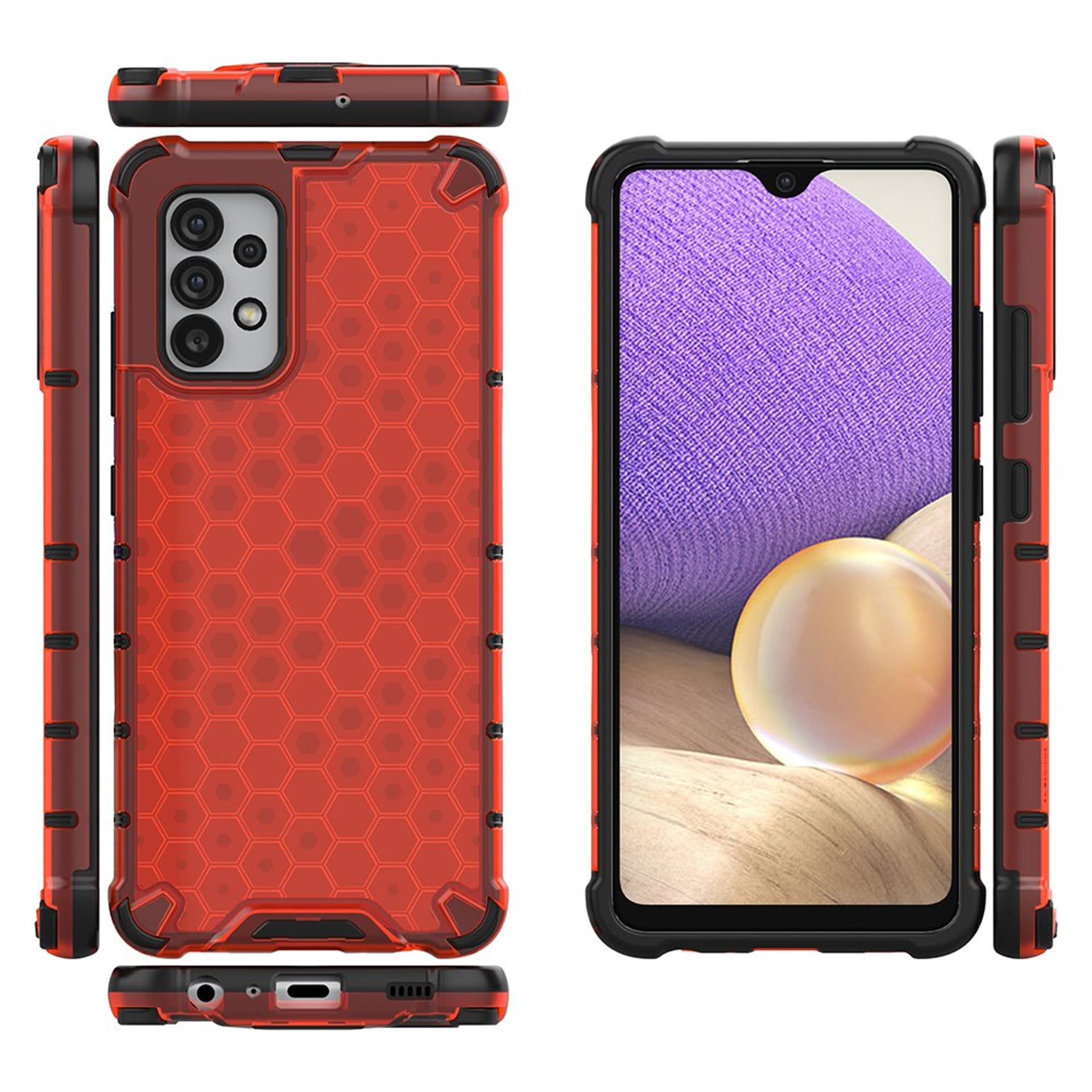 

Honeycomb etui pancerny pokrowiec z żelową ramką Samsung Galaxy A32 4G czerwony