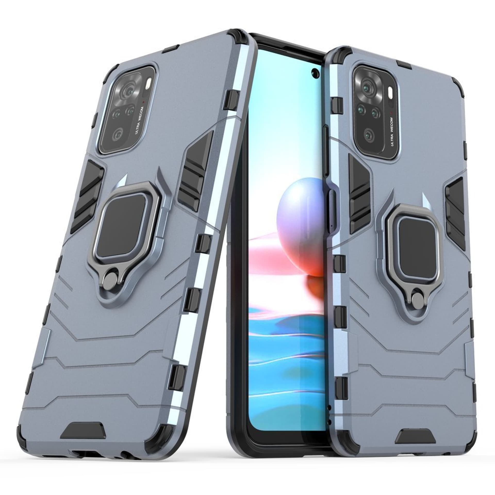 

Ring Armor pancerne hybrydowe etui pokrowiec + magnetyczny uchwyt Xiaomi Redmi Note 10 / Redmi Note 10S niebieski