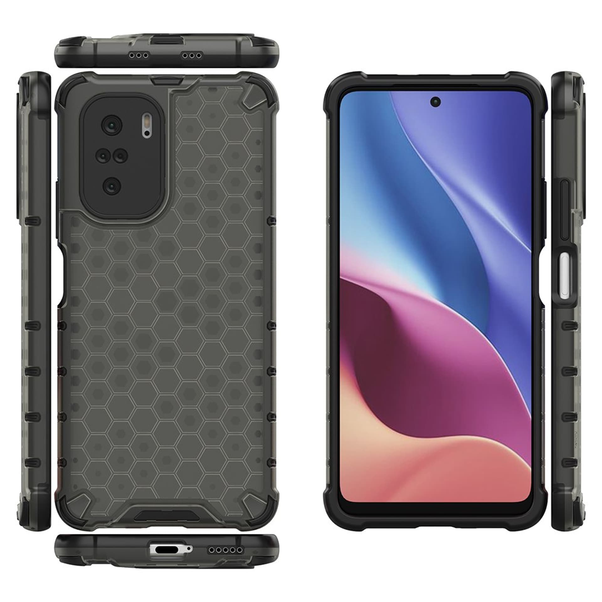 

Honeycomb etui pancerny pokrowiec z żelową ramką Xiaomi Redmi K40 Pro+ / K40 Pro / K40 / Poco F3 czarny