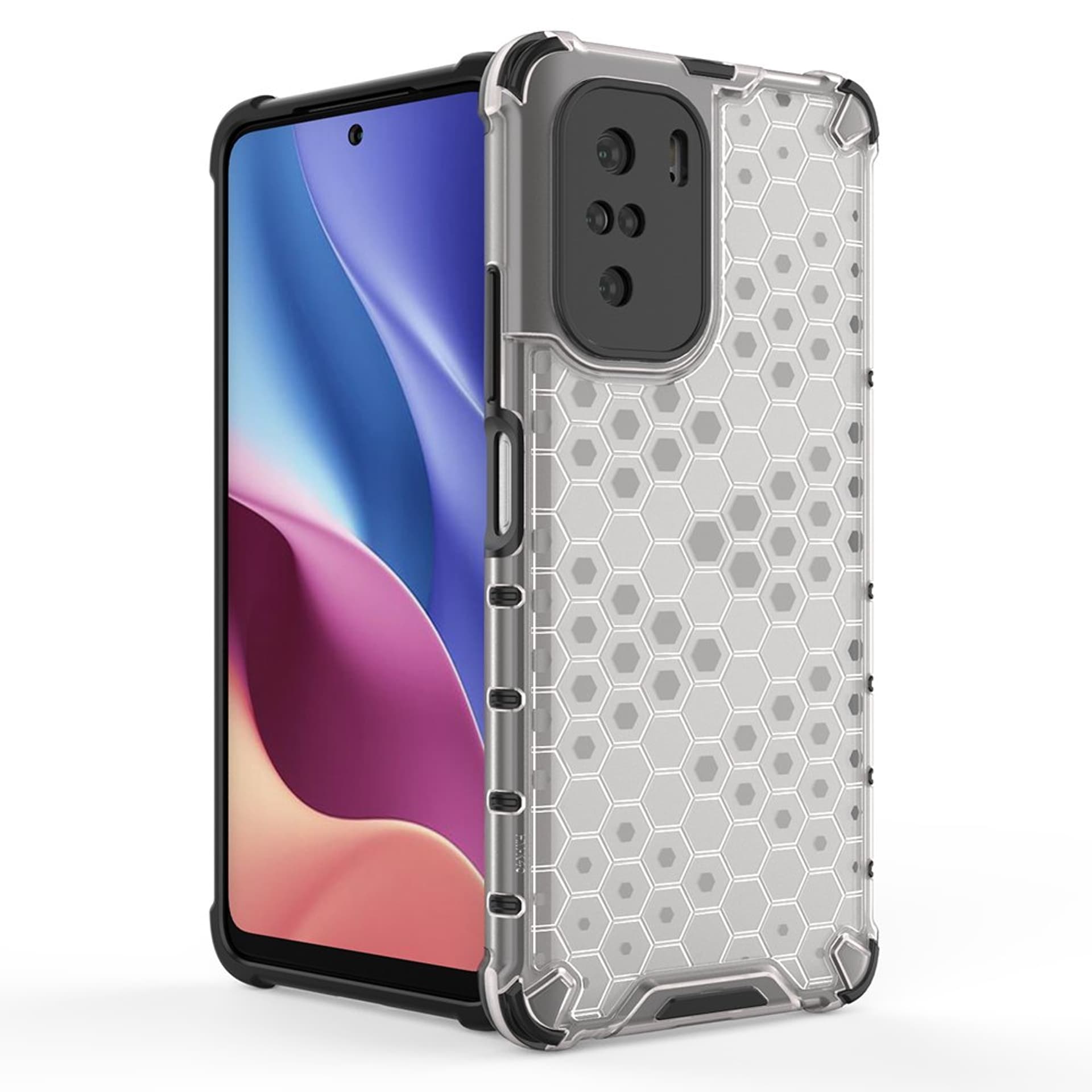 

Honeycomb etui pancerny pokrowiec z żelową ramką Xiaomi Redmi K40 Pro+ / K40 Pro / K40 / Poco F3 przezroczysty