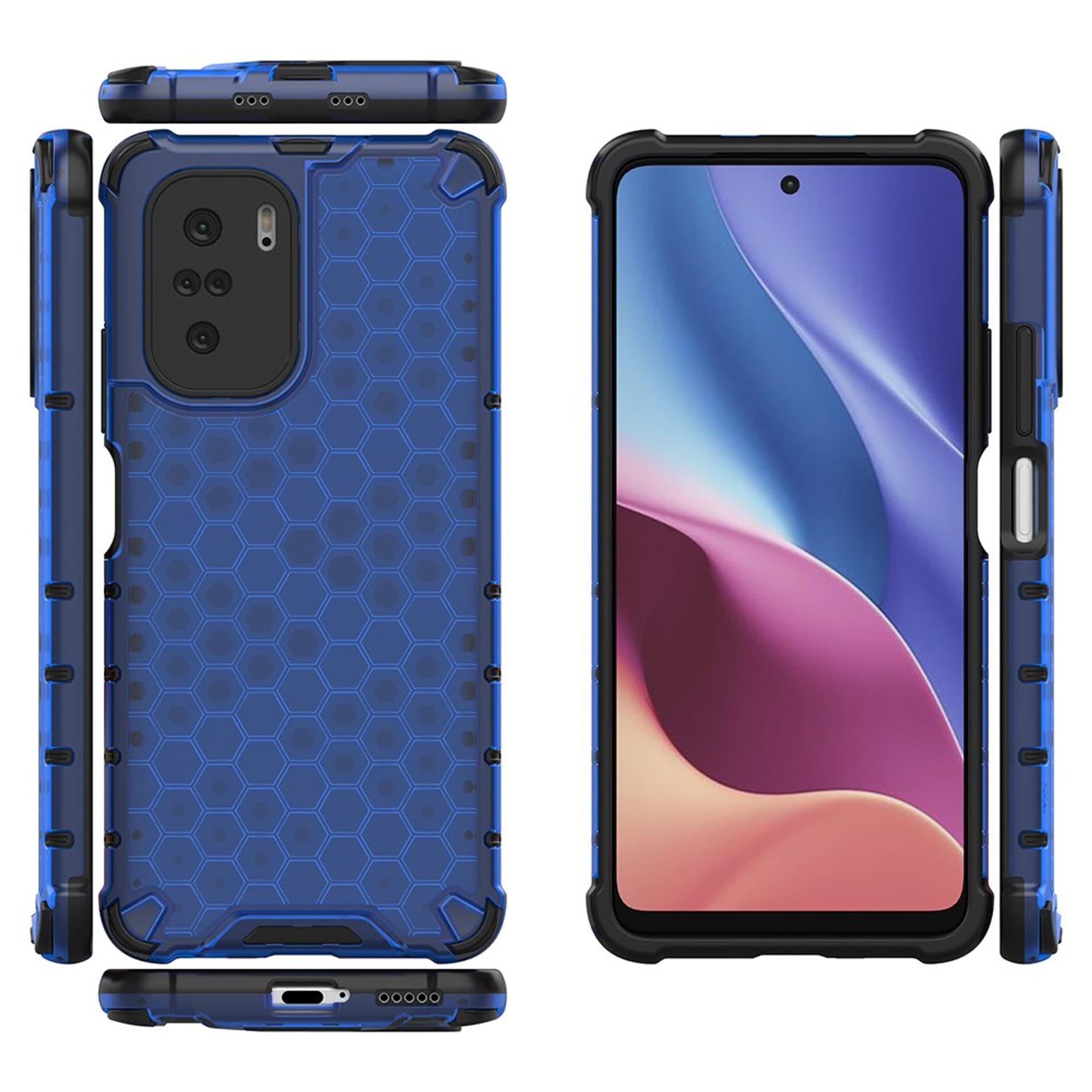 

Honeycomb etui pancerny pokrowiec z żelową ramką Xiaomi Redmi K40 Pro+ / K40 Pro / K40 / Poco F3 niebieski