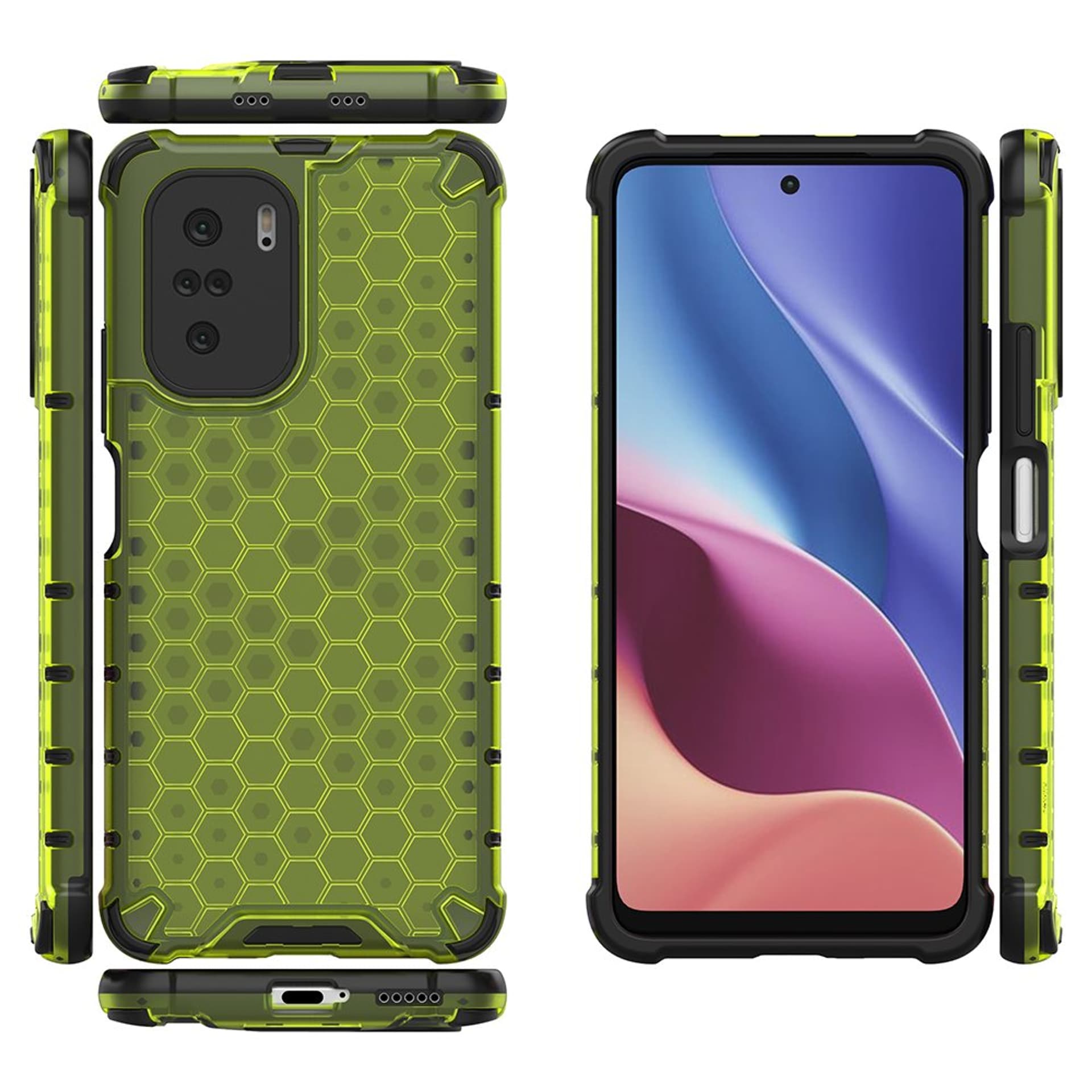 

Honeycomb etui pancerny pokrowiec z żelową ramką Xiaomi Redmi K40 Pro+ / K40 Pro / K40 / Poco F3 zielony