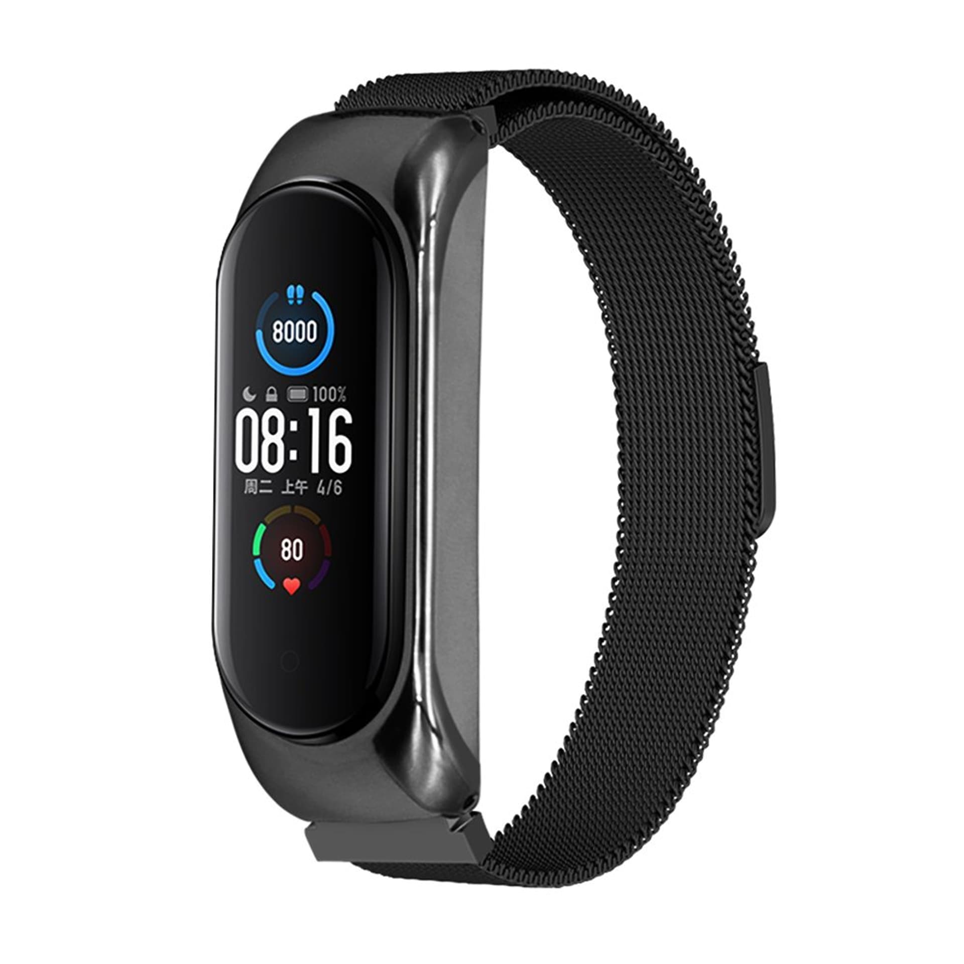 

Zamienna metalowa opaska bransoleta magnetyczna pasek do Xiaomi Mi Band 6 / Mi Band 5 / Mi Band 4 / Mi Band 3 czarny