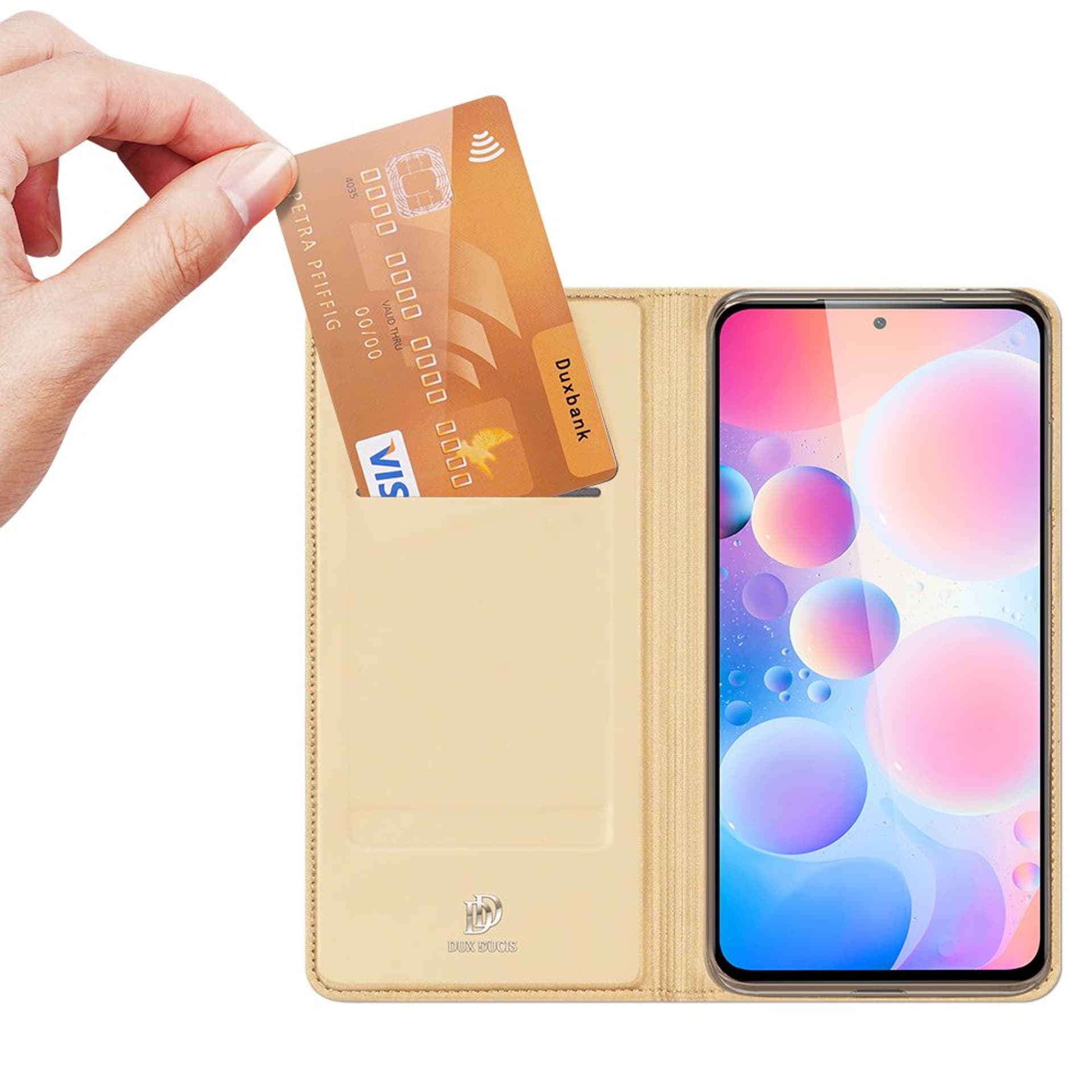 

Dux Ducis Skin Pro kabura etui pokrowiec z klapką Xiaomi Redmi K40 Pro+ / K40 Pro / K40 / Poco F3 złoty