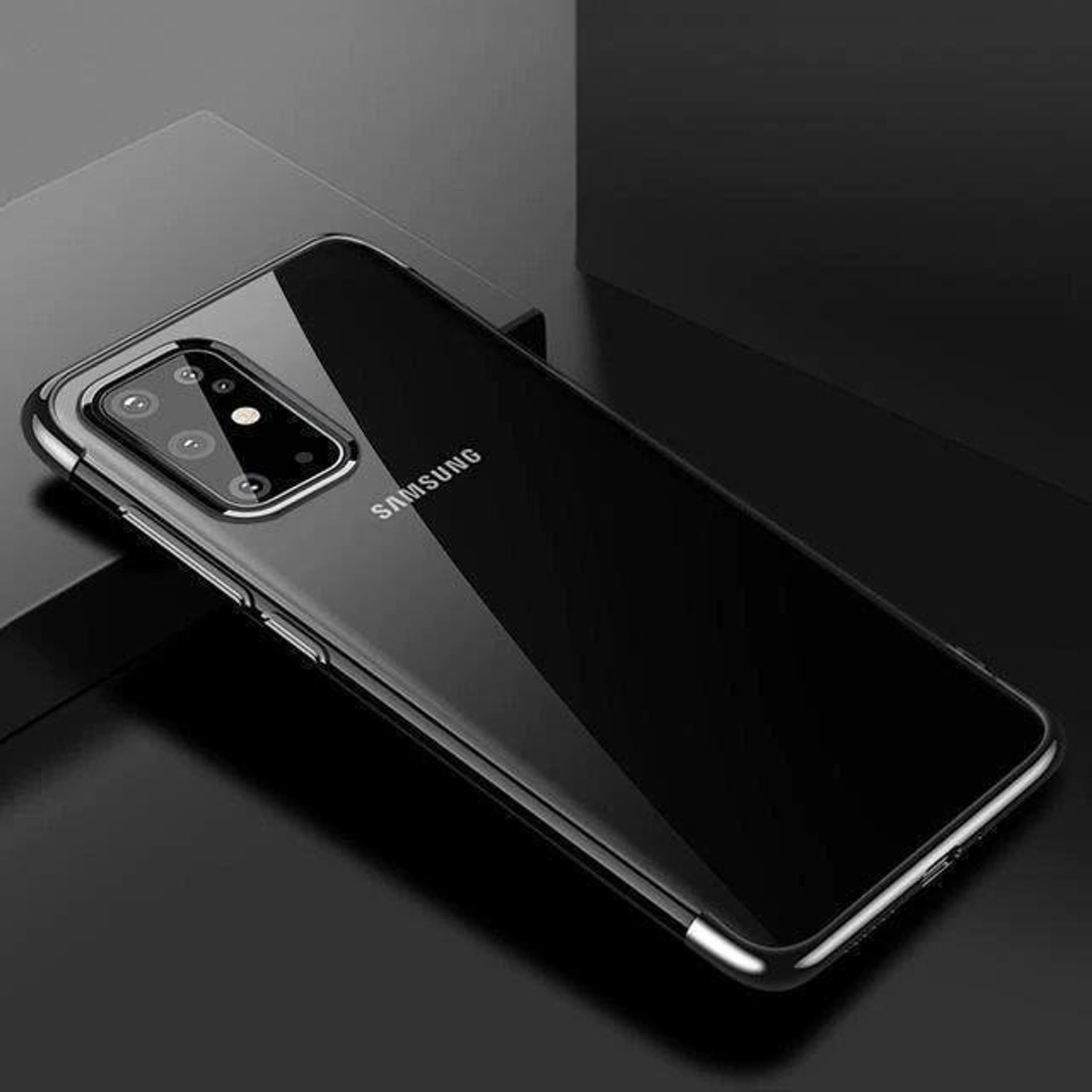 

Clear Color case żelowy pokrowiec etui z metaliczną ramką Samsung Galaxy A72 4G czarny