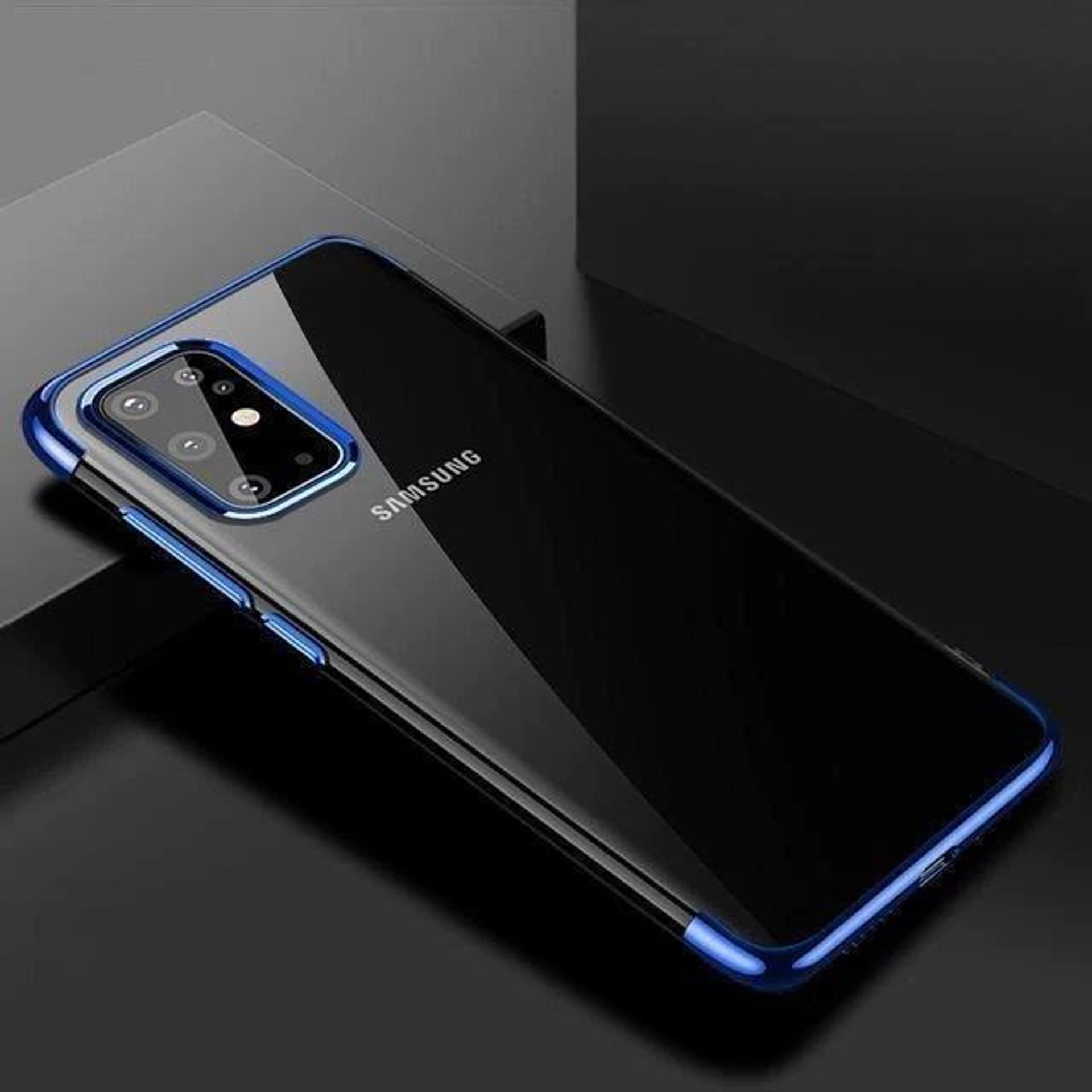 

Clear Color case żelowy pokrowiec etui z metaliczną ramką Samsung Galaxy A72 4G niebieski