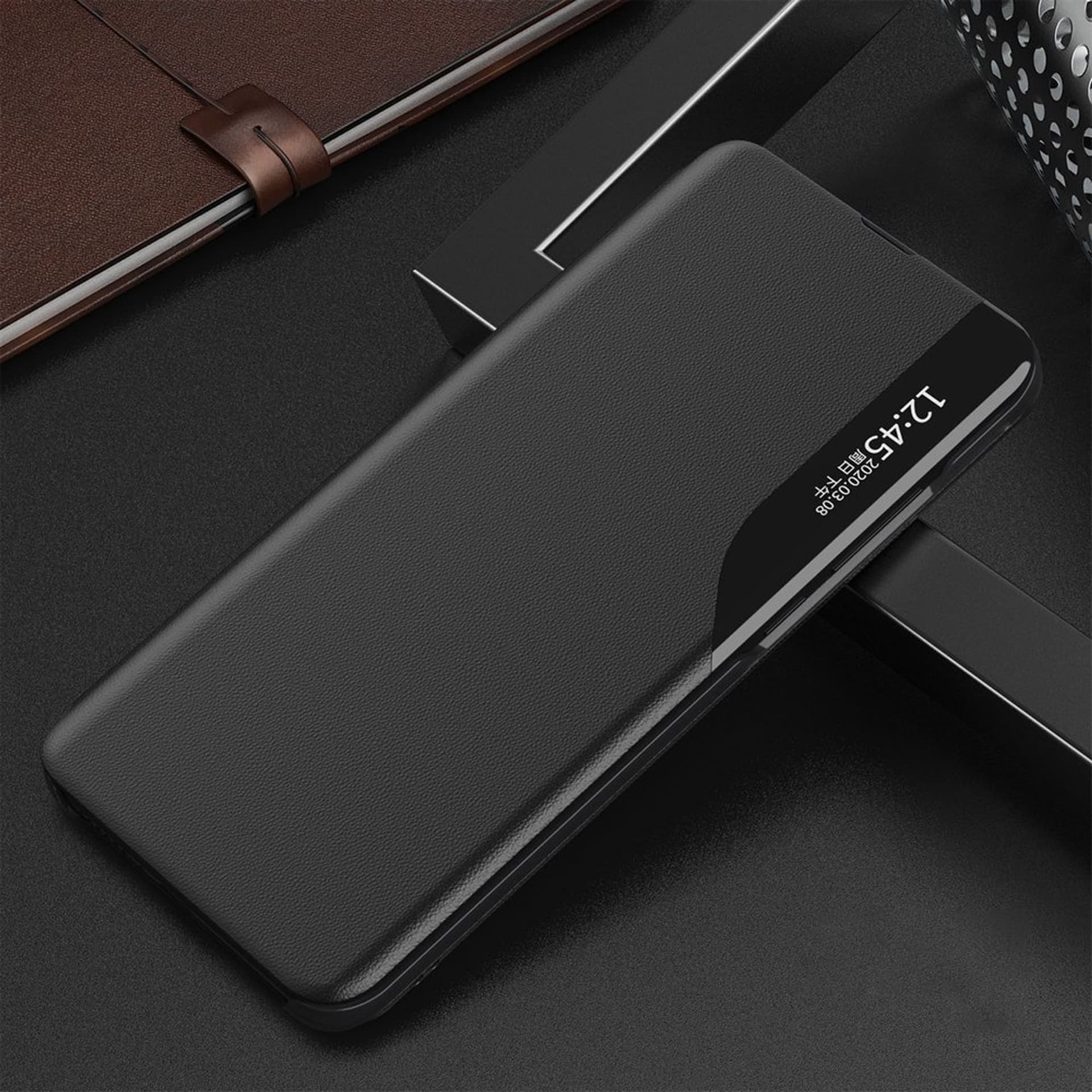 

Eco Leather View Case elegancki futerał etui z klapką i funkcją podstawki Xiaomi Redmi Note 10 / Redmi Note 10S czarny