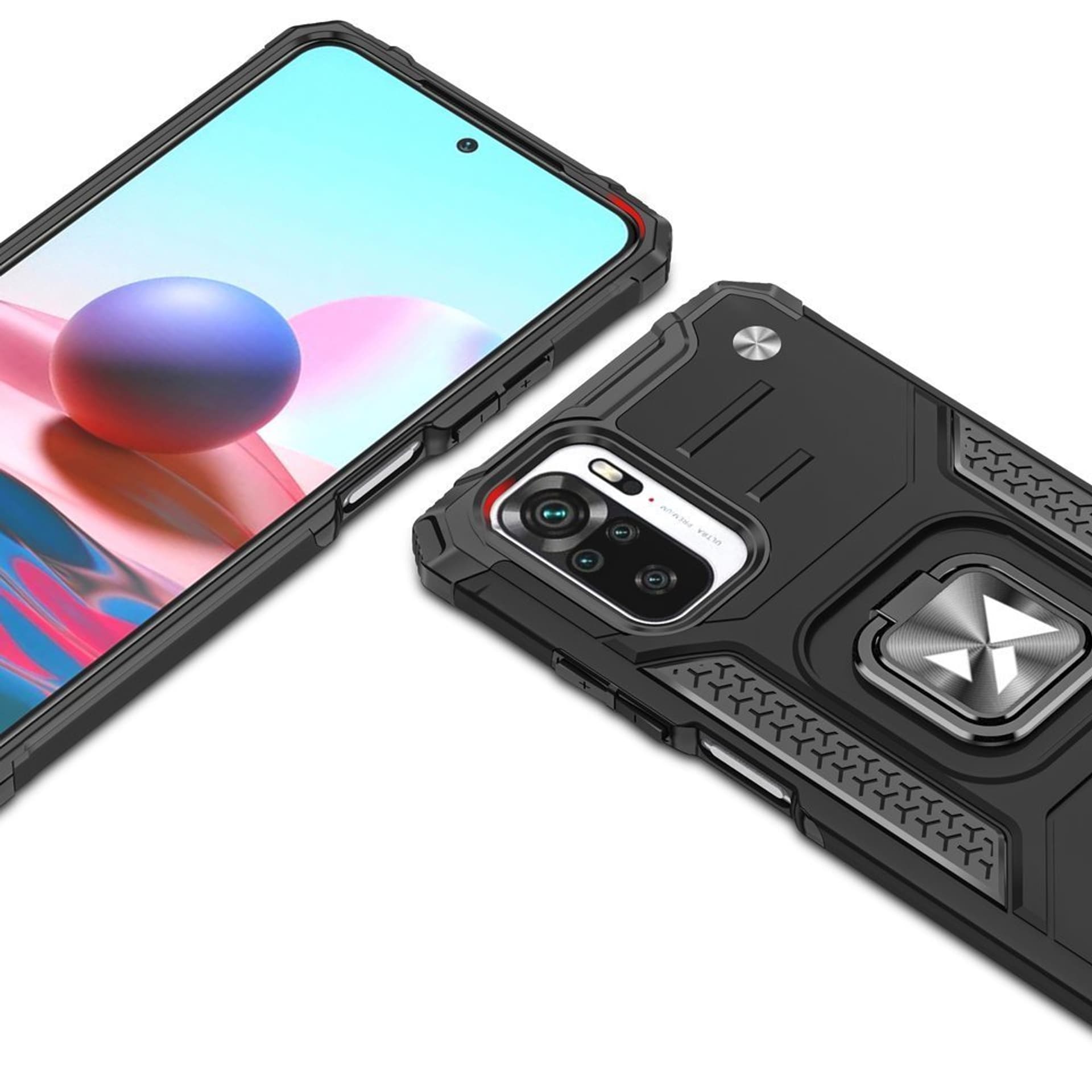 

Wozinsky Ring Armor pancerne hybrydowe etui pokrowiec + magnetyczny uchwyt Xiaomi Redmi Note 10 / Redmi Note 10S czarny