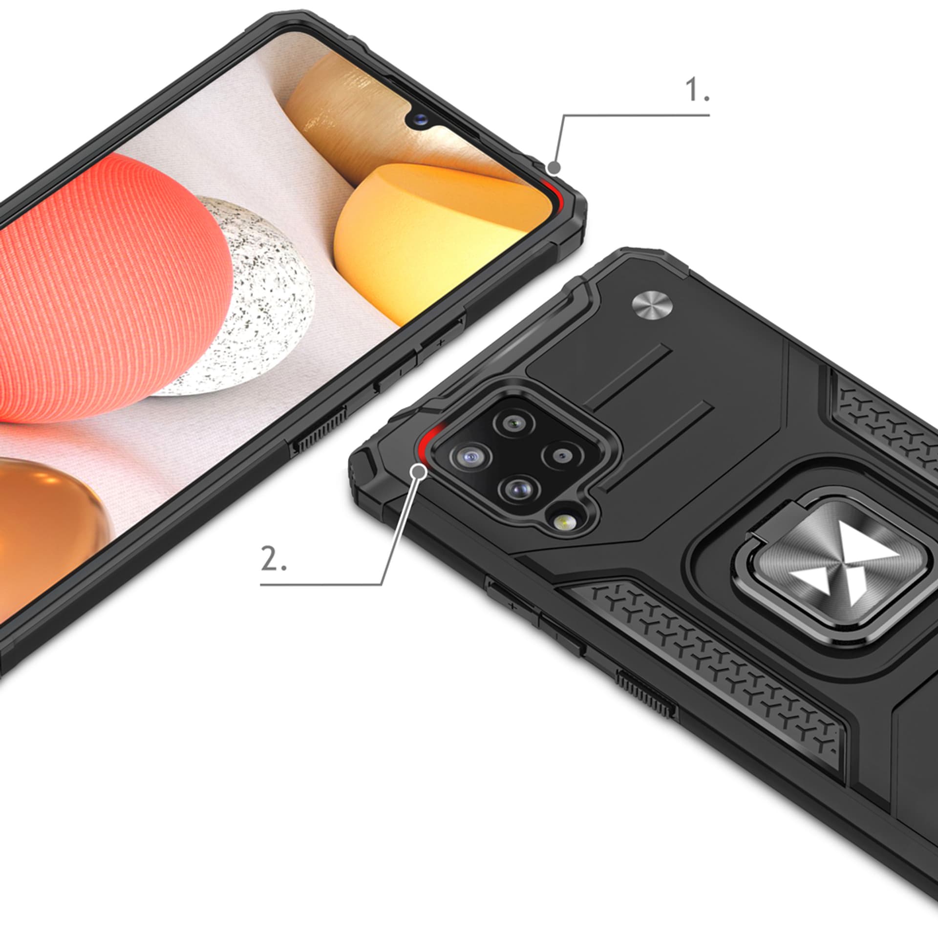 

Wozinsky Ring Armor pancerne hybrydowe etui pokrowiec + magnetyczny uchwyt Samsung Galaxy A42 5G niebieski