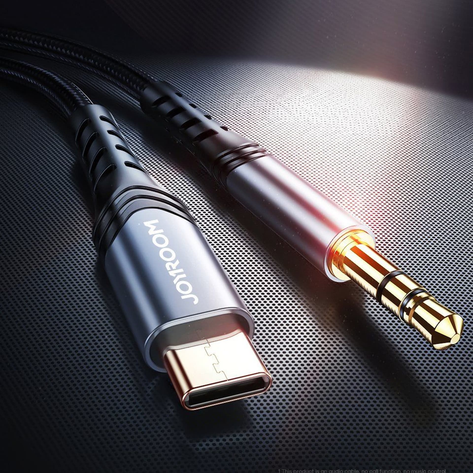

Joyroom kabel audio stereo AUX 3,5 mm mini jack - USB Typ C do telefonu tabletu 2 m czarny (SY-A03)