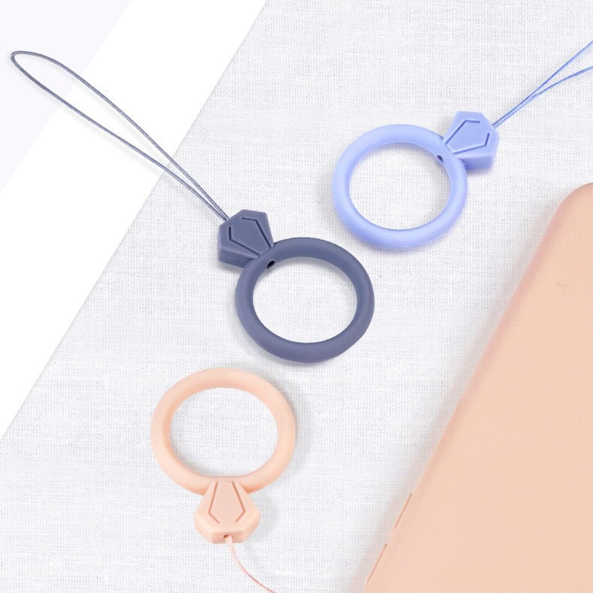 

Silikonowa smycz do telefonu zawieszka diament ring na palec purpurowy