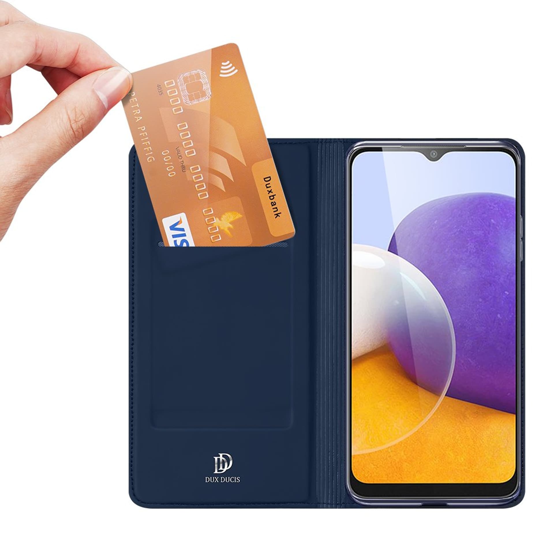 

Dux Ducis Skin Pro kabura etui pokrowiec z klapką Samsung Galaxy A22 5G niebieski