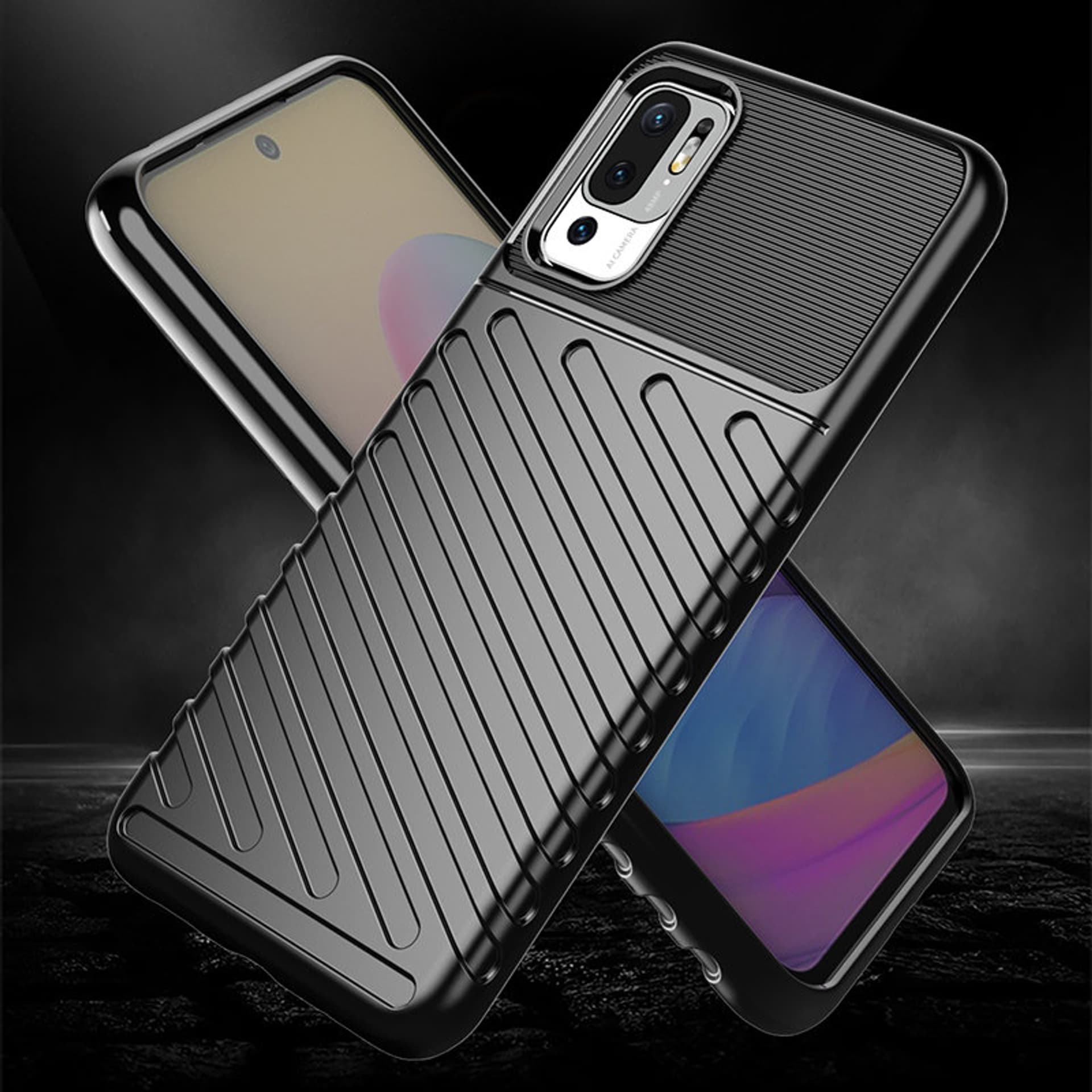 

Thunder Case elastyczne pancerne etui pokrowiec Xiaomi Redmi Note 10 5G / Poco M3 Pro czarny
