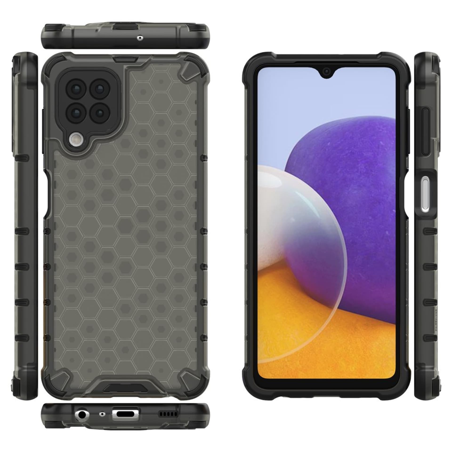 

Honeycomb etui pancerny pokrowiec z żelową ramką Samsung Galaxy A22 4G czarny