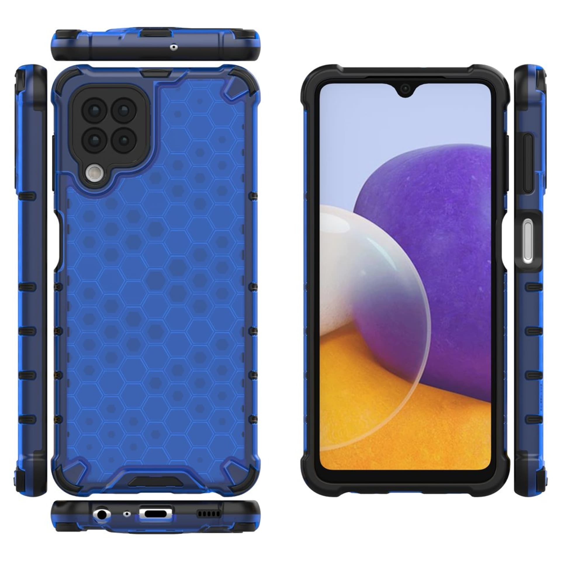 

Honeycomb etui pancerny pokrowiec z żelową ramką Samsung Galaxy A22 4G niebieski