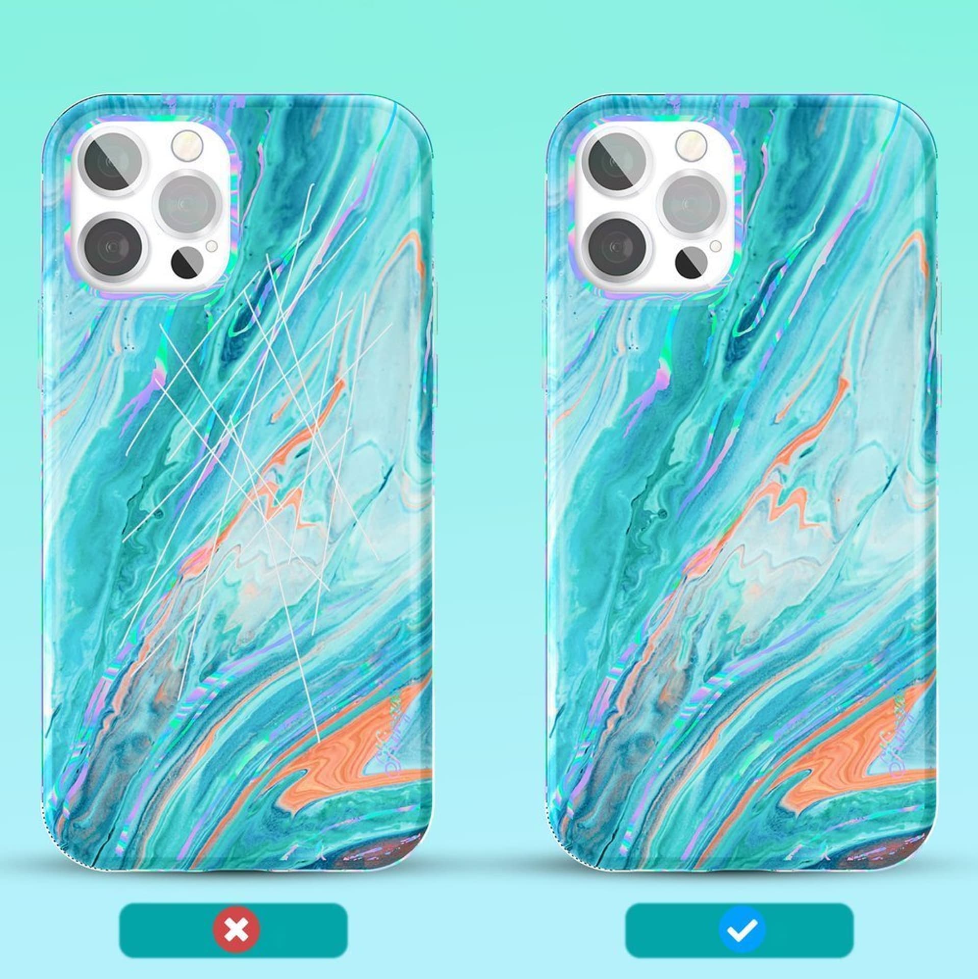 

Kingxbar Watercolour Series kolorowe etui do iPhone 12 Pro Max różowo-zielony