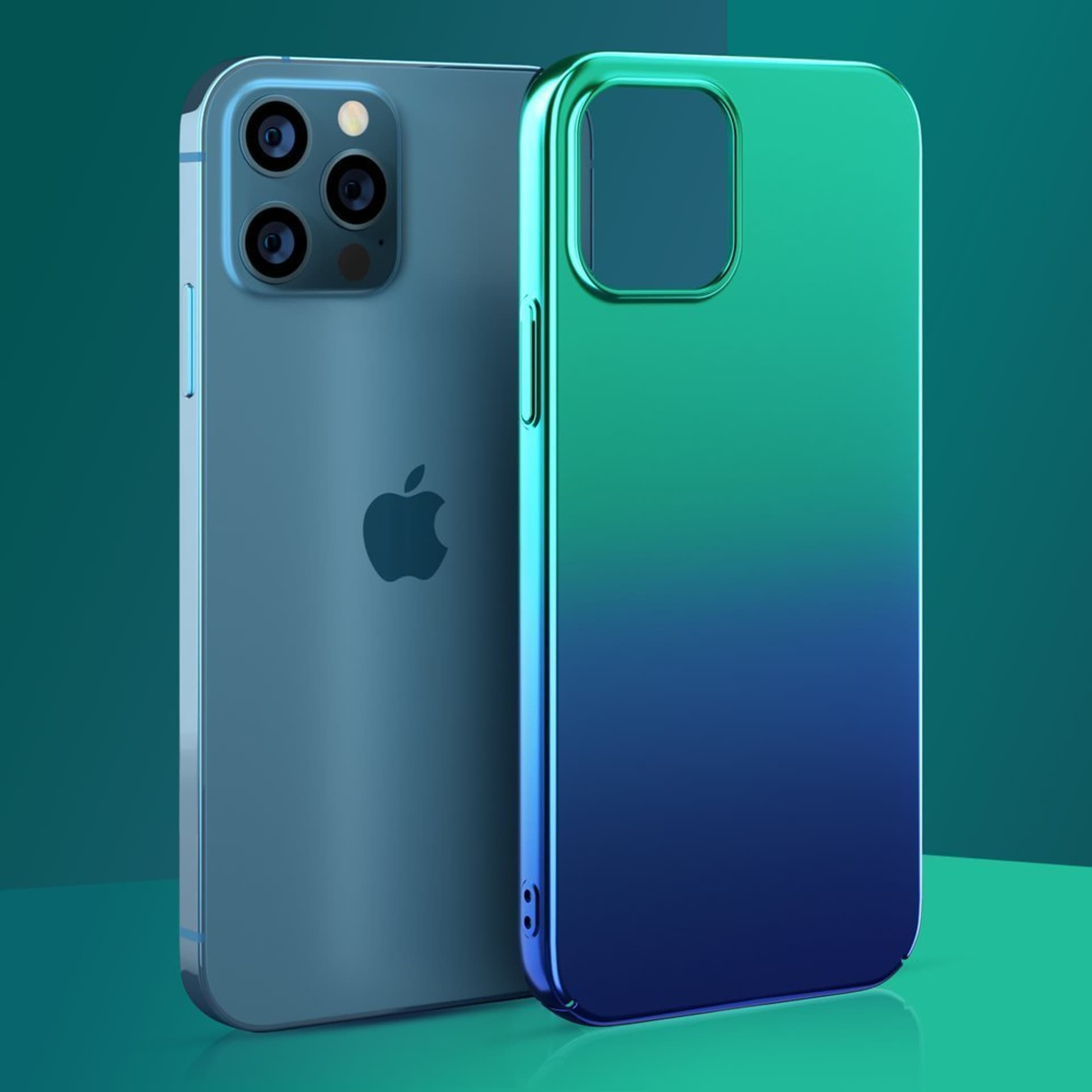 

Kingxbar Aurora Series etui hard case do iPhone 12 Pro / iPhone 12 niebieskozielony
