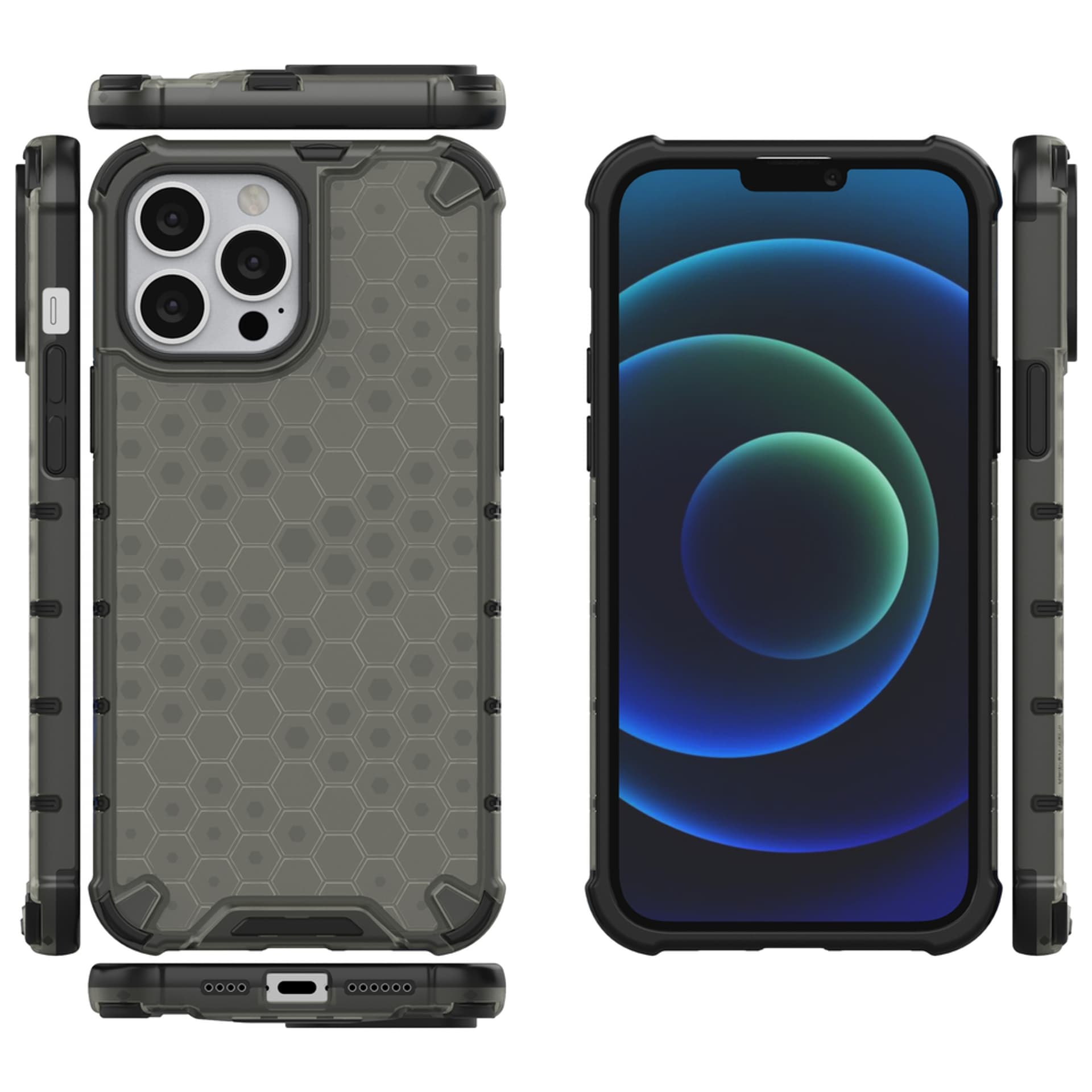 

Honeycomb etui pancerny pokrowiec z żelową ramką iPhone 13 Pro Max czarny