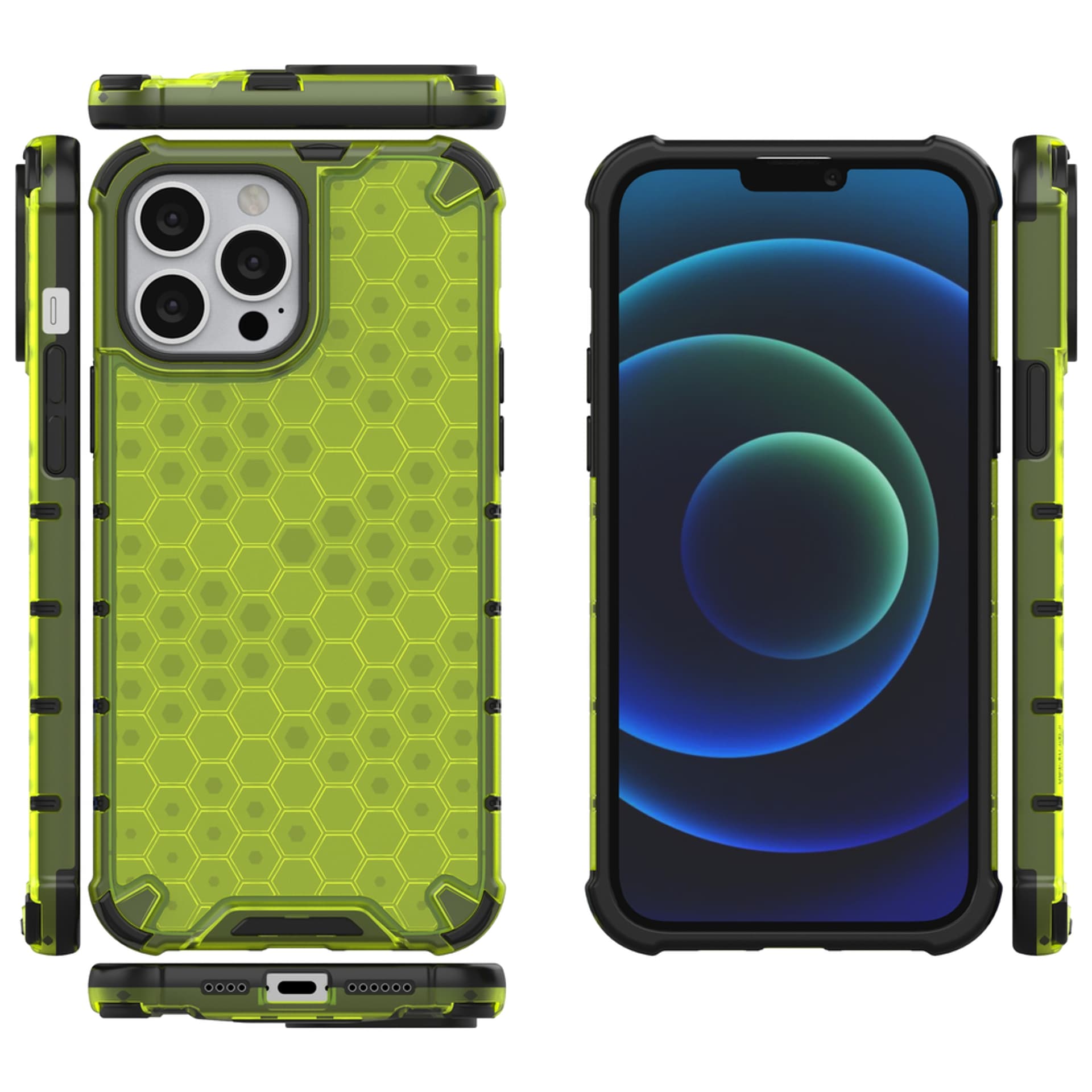 

Honeycomb etui pancerny pokrowiec z żelową ramką iPhone 13 Pro Max zielony