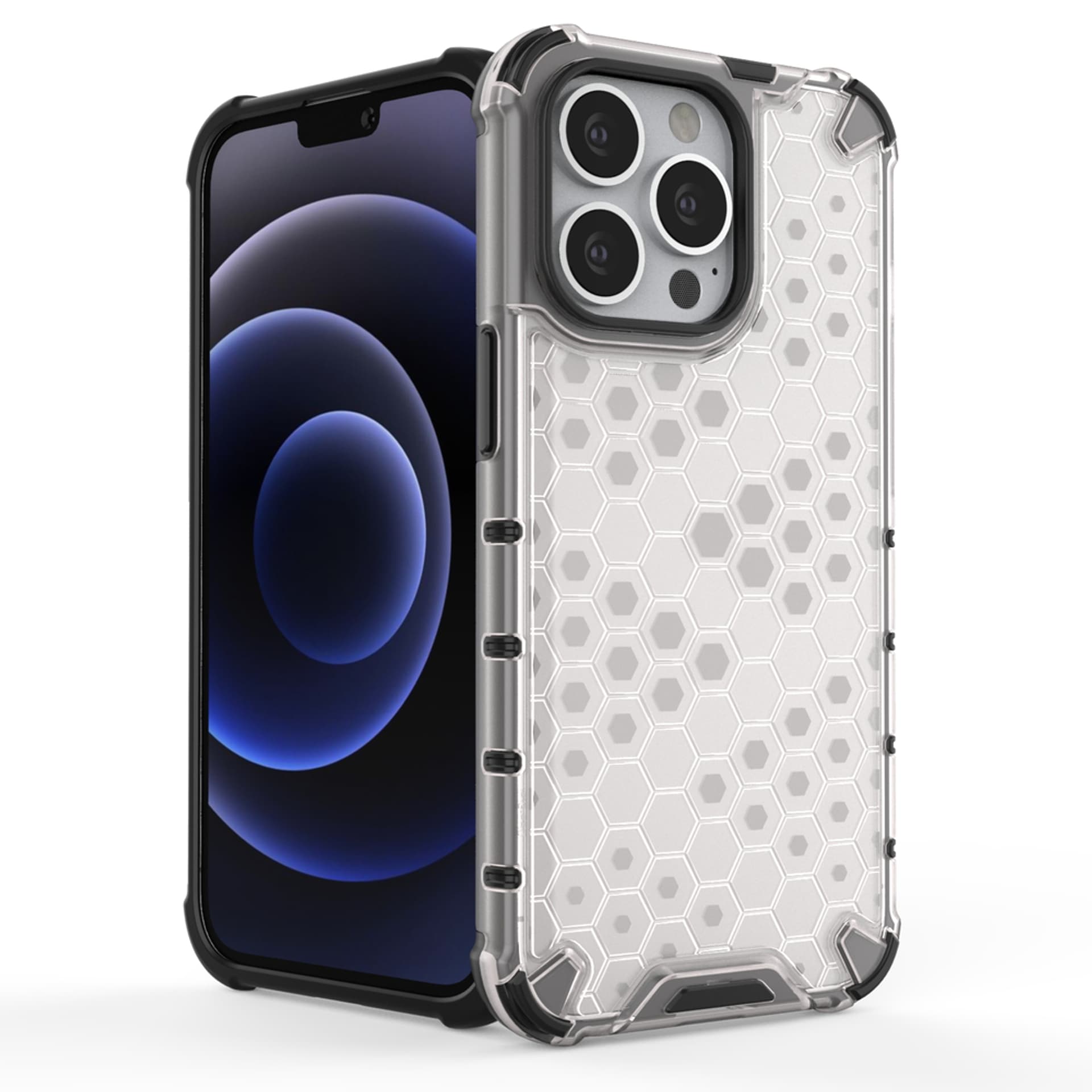 

Honeycomb etui pancerny pokrowiec z żelową ramką iPhone 13 Pro przezroczysty
