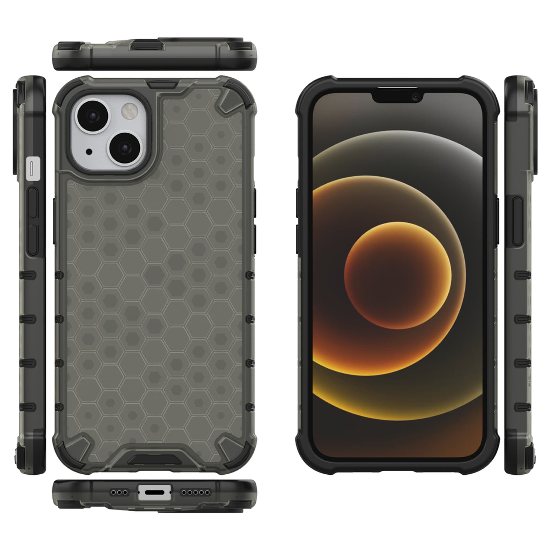 

Honeycomb etui pancerny pokrowiec z żelową ramką iPhone 13 czarny