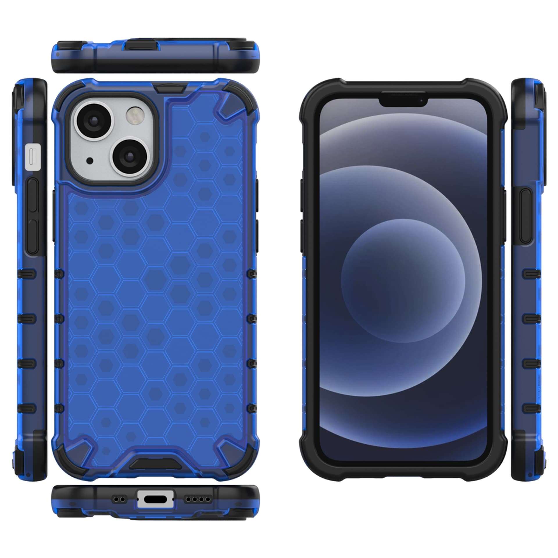 

Honeycomb etui pancerny pokrowiec z żelową ramką iPhone 13 mini niebieski