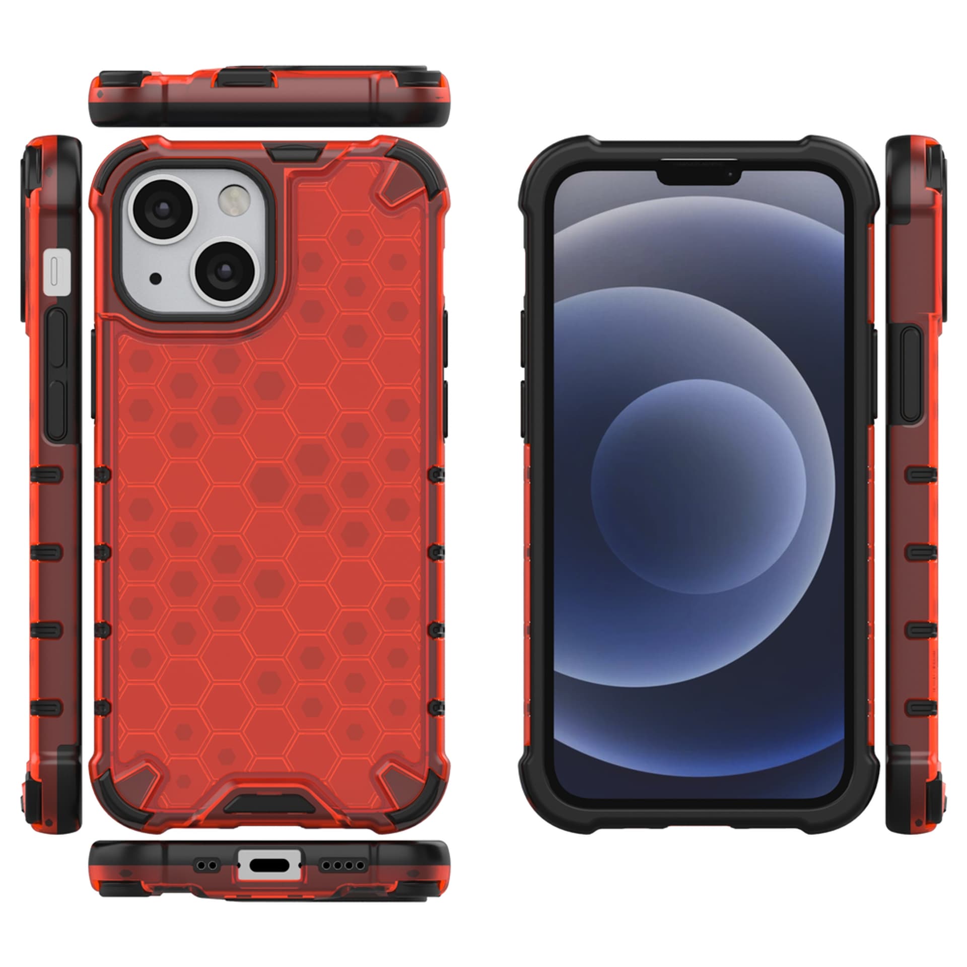 

Honeycomb etui pancerny pokrowiec z żelową ramką iPhone 13 mini czerwony