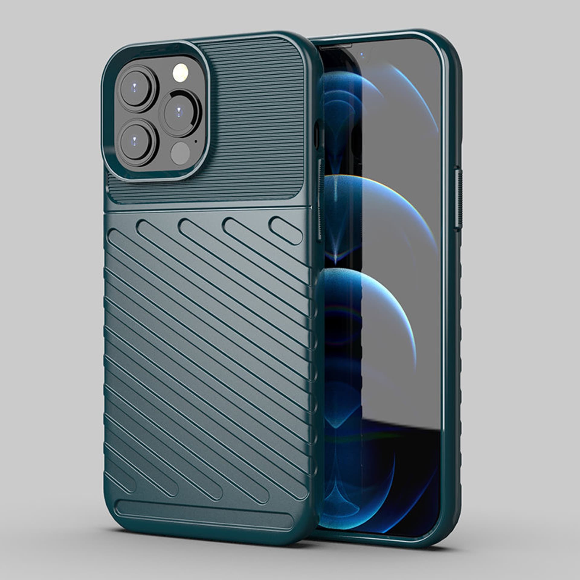 

Thunder Case elastyczne pancerne etui pokrowiec iPhone 13 Pro Max zielony