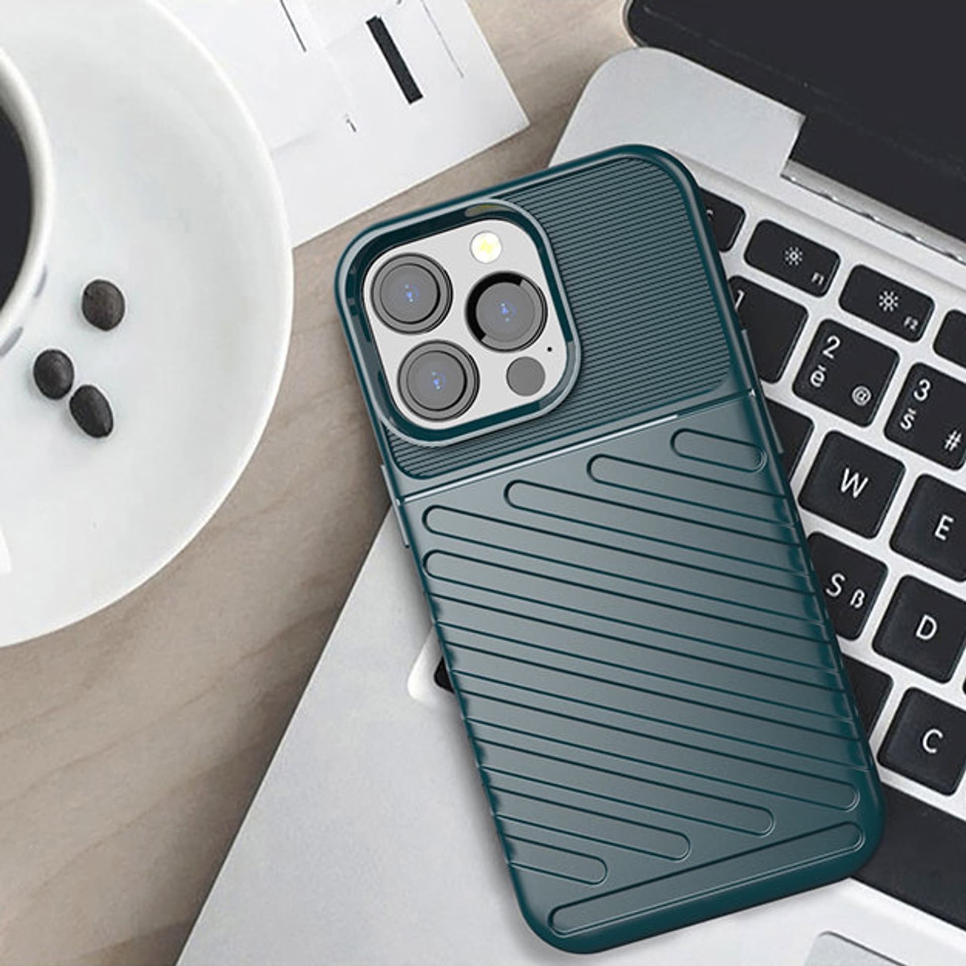 

Thunder Case elastyczne pancerne etui pokrowiec iPhone 13 Pro zielony