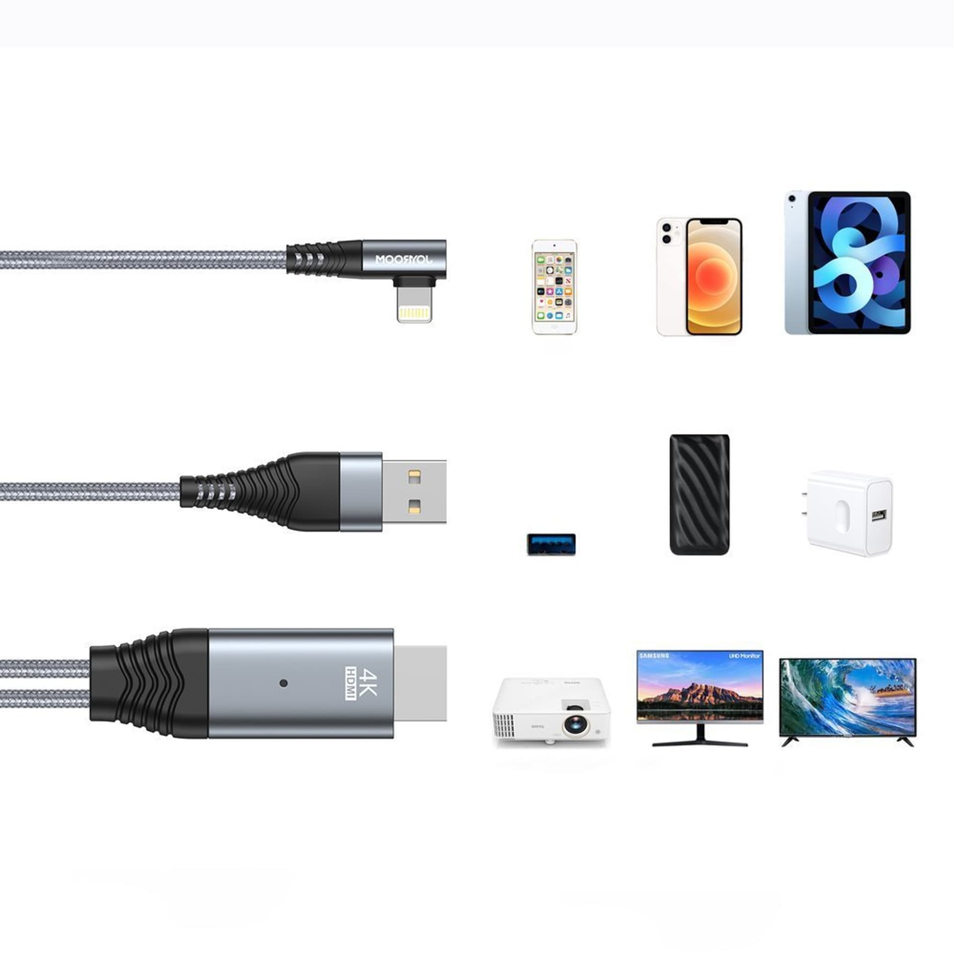 

Joyroom przejściówka adapter z Lighning na HDMI 4K@60Hz gray (SY-35L1)