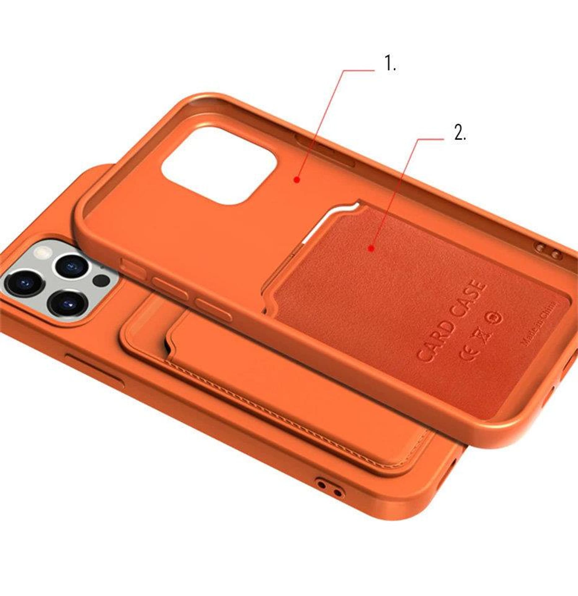 

Card Case silikonowe etui portfel z kieszonką na kartę dokumenty do iPhone 13 Pro pomarańczowy