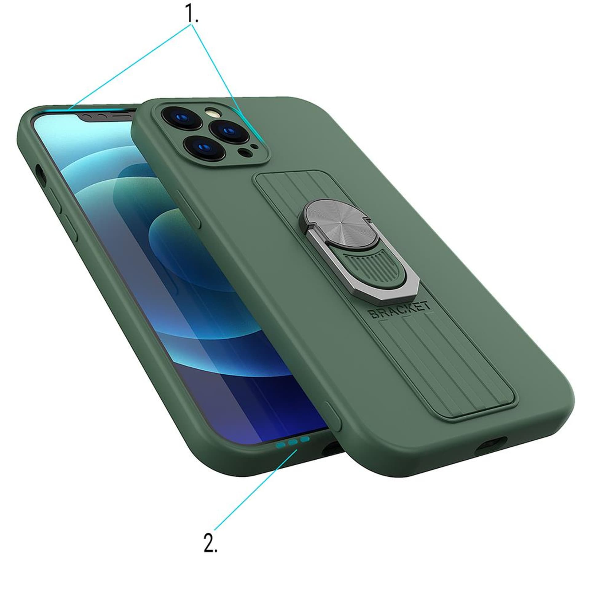 

Ring Case silikonowe etui z uchwytem na palec i podstawką do iPhone 12 jasnoniebieski