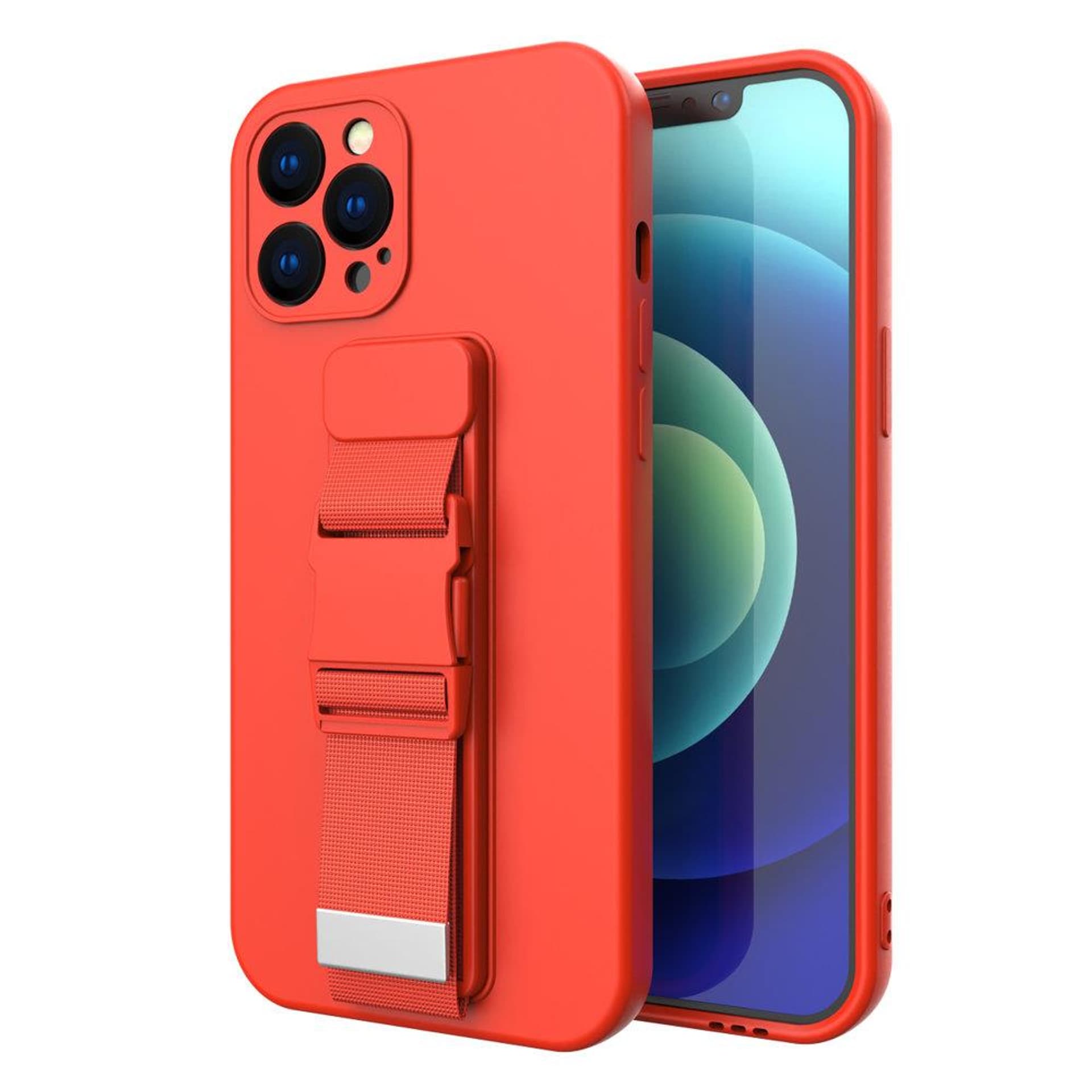 

Rope case żelowe etui ze smyczą łańcuszkiem torebka smycz Xiaomi Redmi Note 10 5G / Poco M3 Pro czerwony