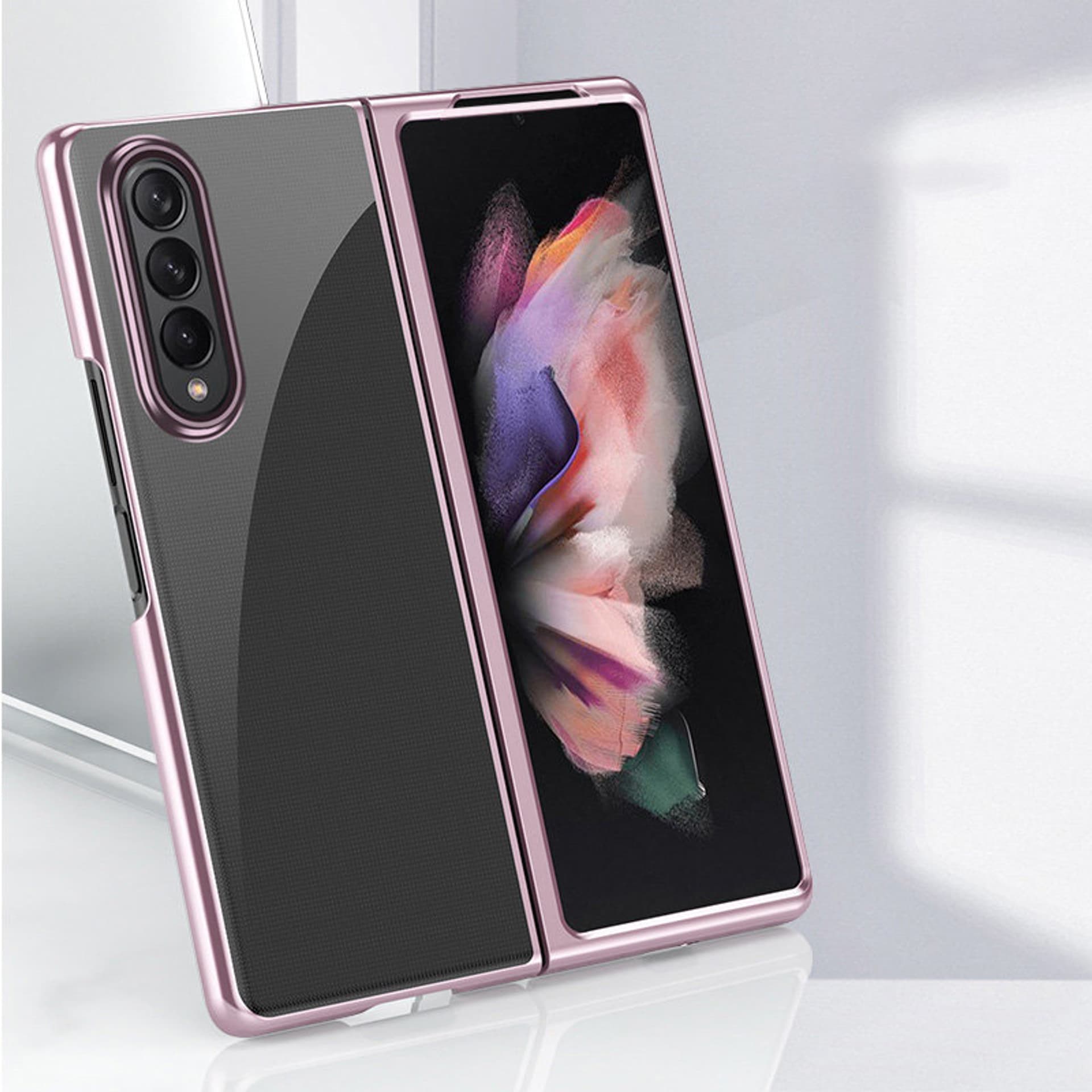 

Plating Case hard case pokrowiec etui z metaliczną ramką Samsung Galaxy Z Fold 3 różowy