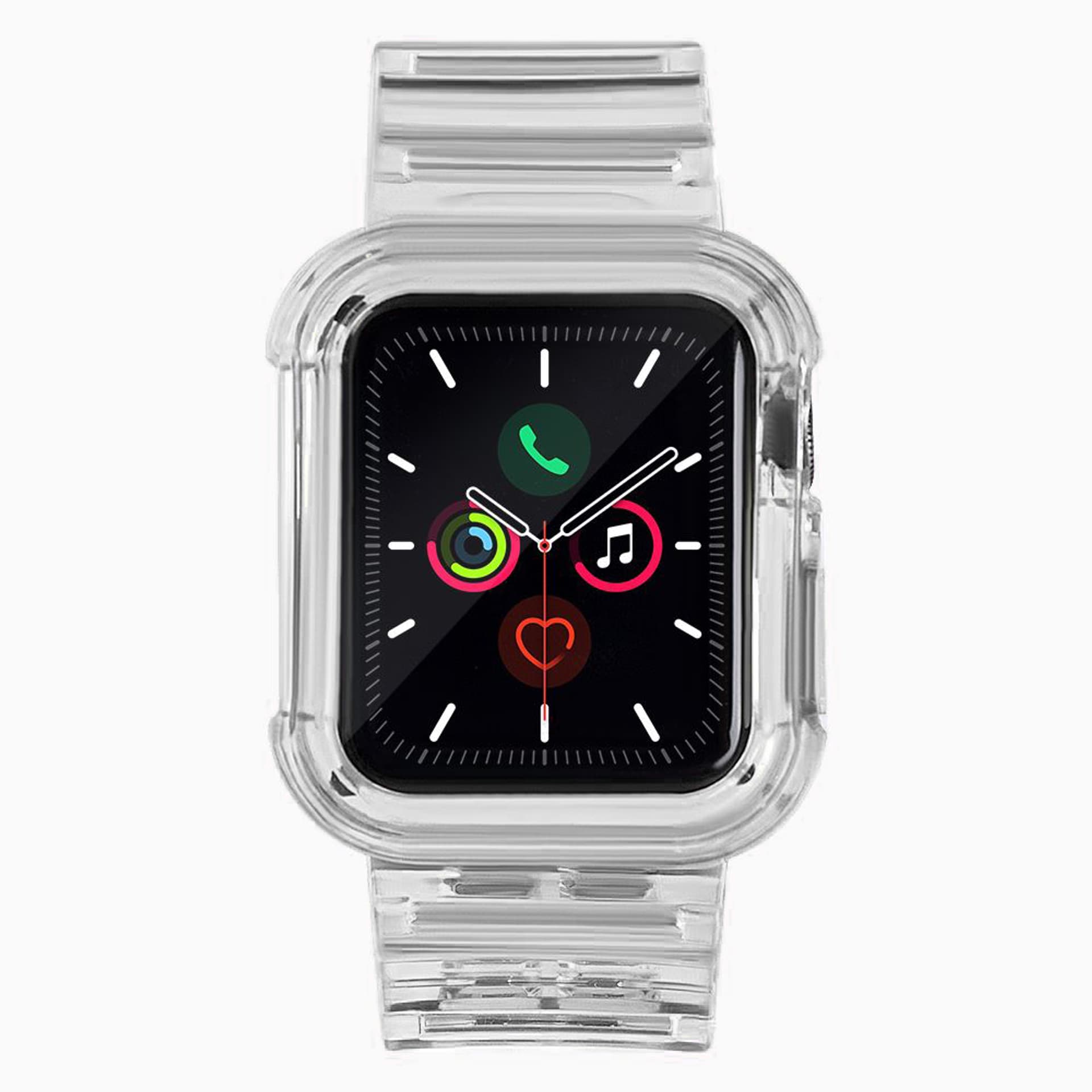 

Strap Light Set silikonowa opaska pasek bransoleta bransoletka etui do zegarka Watch 6 44mm / Watch 5 44mm / Watch 4 44mm / Watch SE 44mm czarny