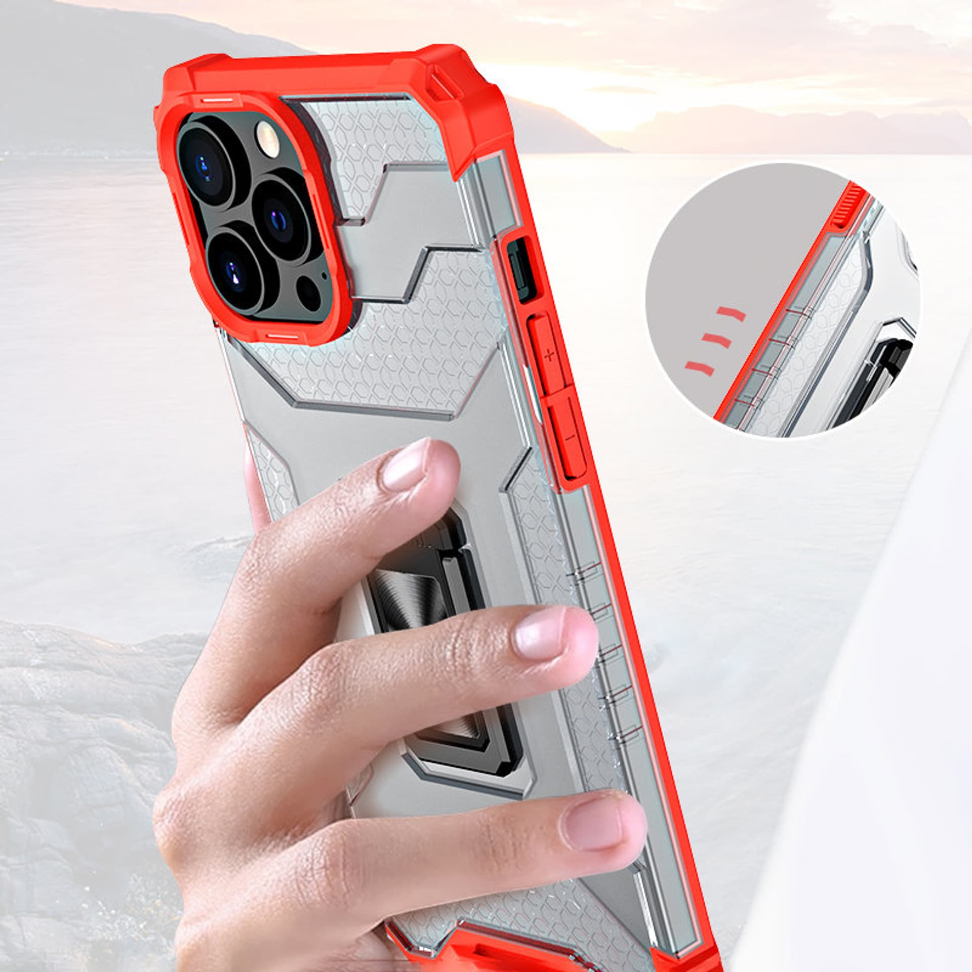 

Crystal Ring Case pancerne hybrydowe etui pokrowiec + magnetyczny uchwyt iPhone 12 Pro czerwony