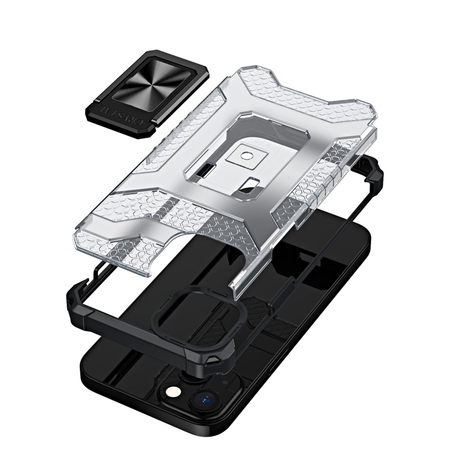 

Crystal Ring Case pancerne hybrydowe etui pokrowiec + magnetyczny uchwyt iPhone 13 mini czarny