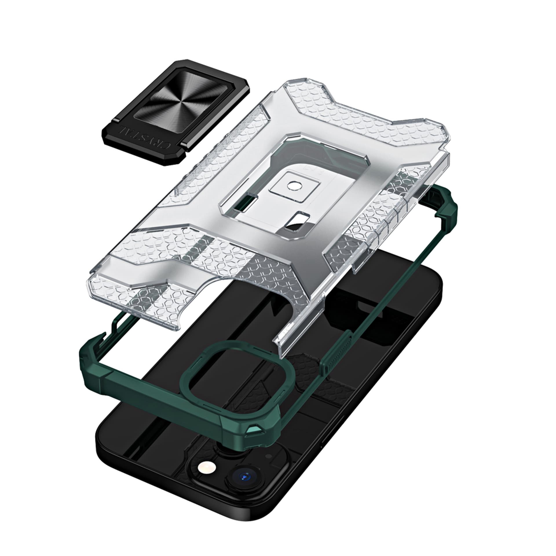 

Crystal Ring Case pancerne hybrydowe etui pokrowiec + magnetyczny uchwyt iPhone 12 mini zielony