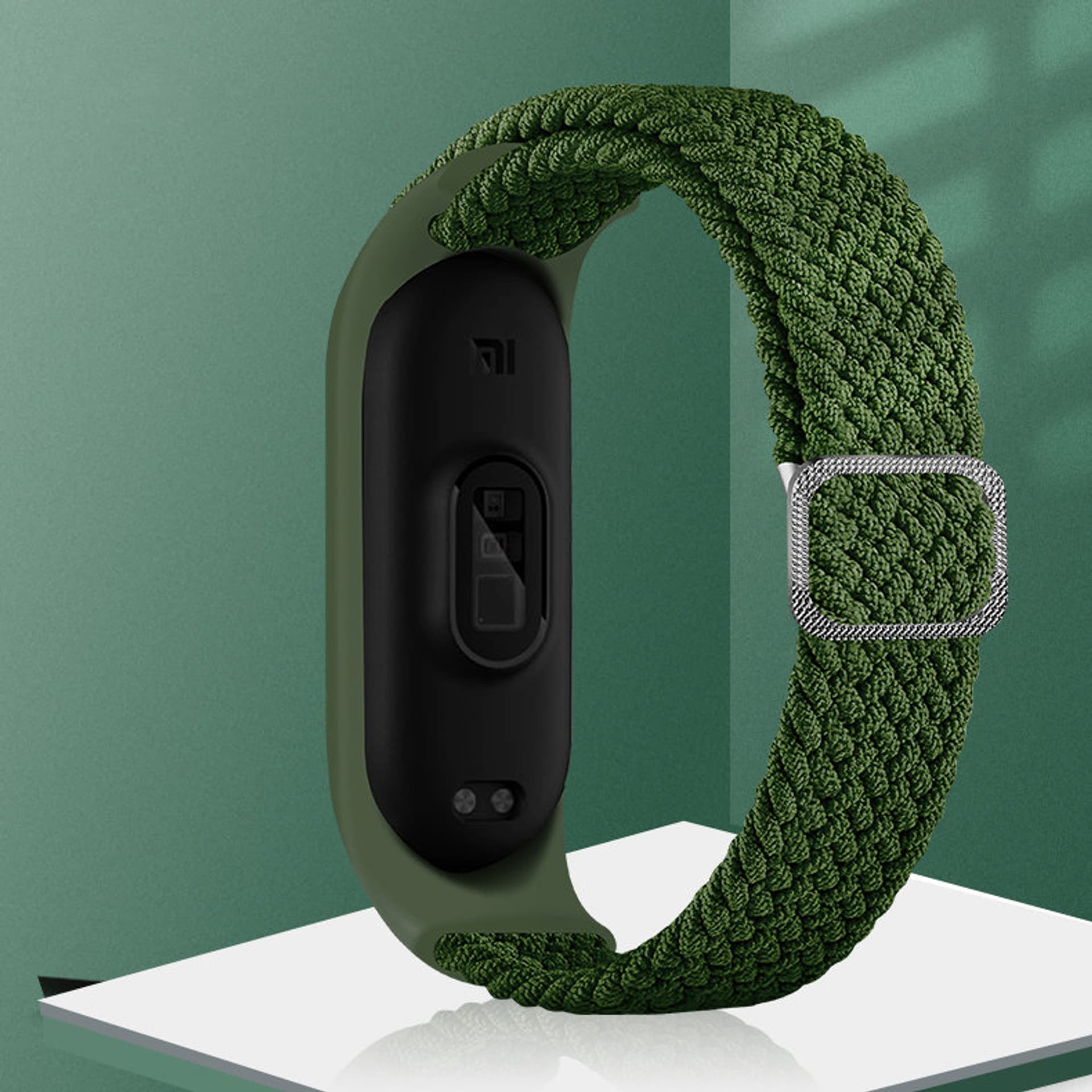 

Strap Fabric opaska do Xiaomi Mi Band 6 / 5 / 4 / 3 pleciony materiałowy pasek bransoletka niebiesko-biały