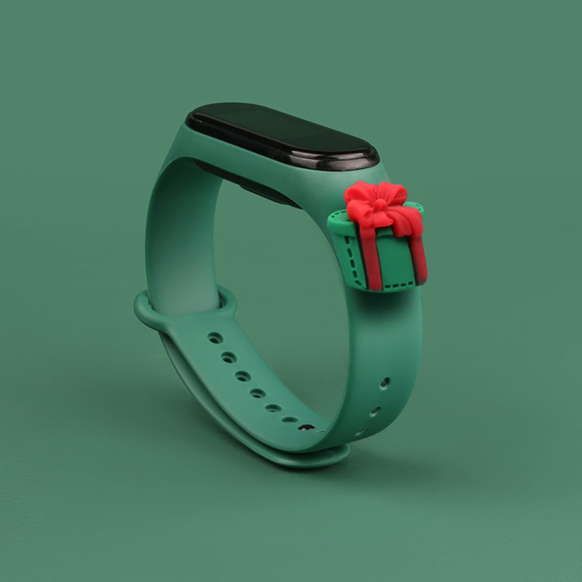 

Strap Xmas opaska do Xiaomi Mi Band 6 / Mi Band 5 świąteczny silikonowy pasek bransoletka ciemnozielony (prezent)