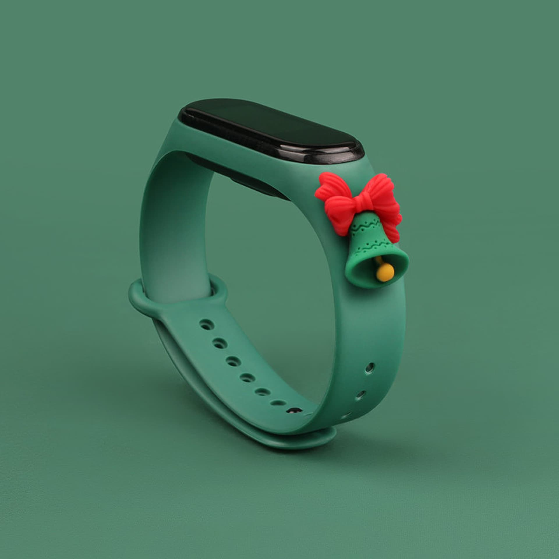 

Strap Xmas opaska do Xiaomi Mi Band 4 / Mi Band 3 świąteczny silikonowy pasek bransoletka ciemnozielony (dzwonek)