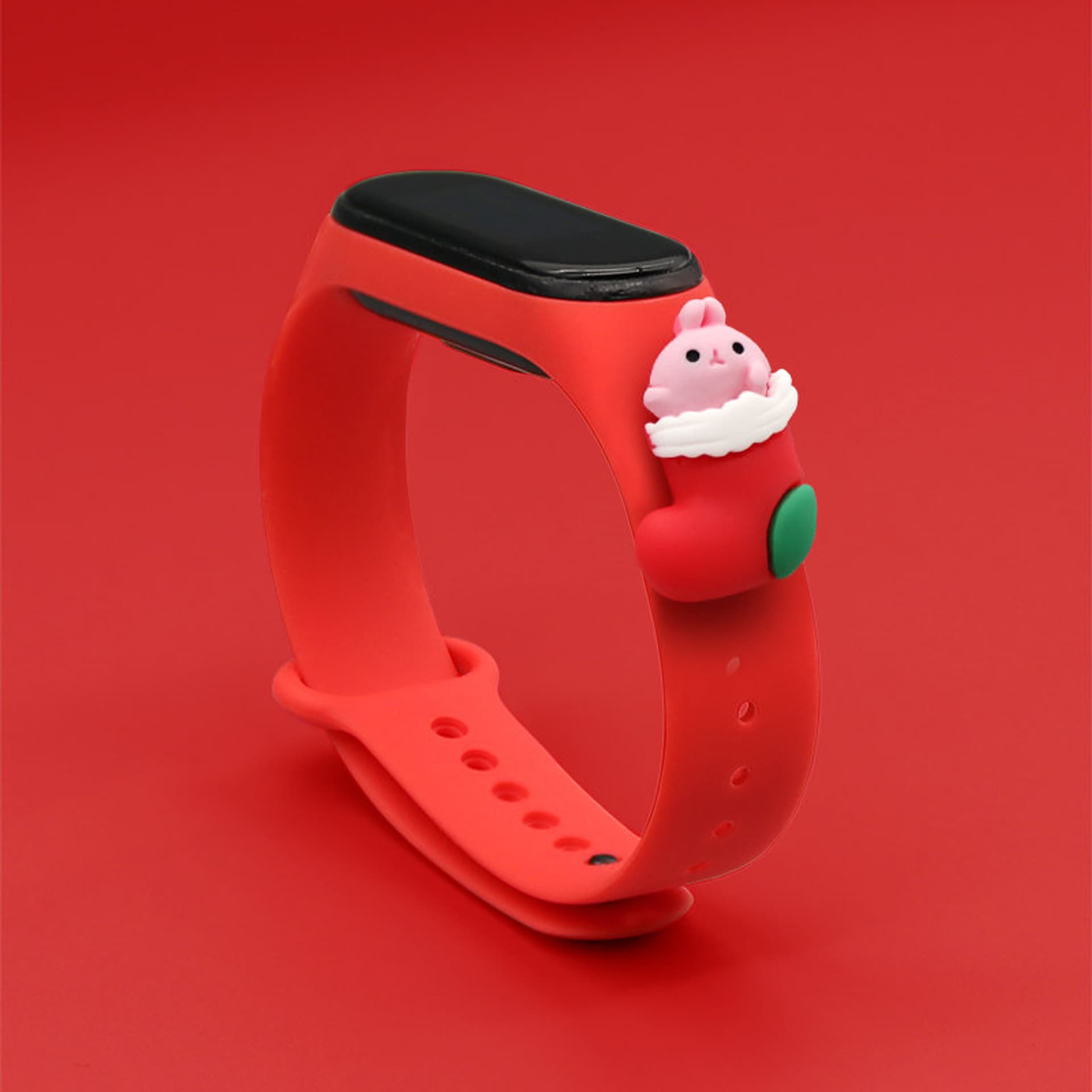 

Strap Xmas opaska do Xiaomi Mi Band 4 / Mi Band 3 świąteczny silikonowy pasek bransoletka czerwony (mikołaj 1)