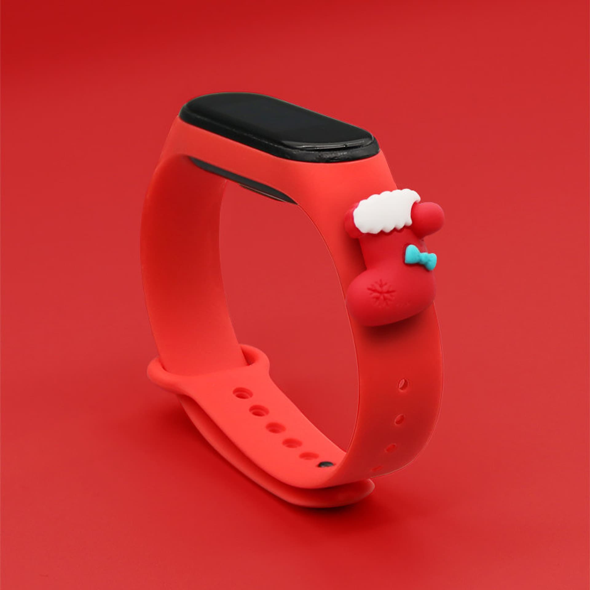 

Strap Xmas opaska do Xiaomi Mi Band 6 / Mi Band 5 świąteczny silikonowy pasek bransoletka czerwony (skarpeta)