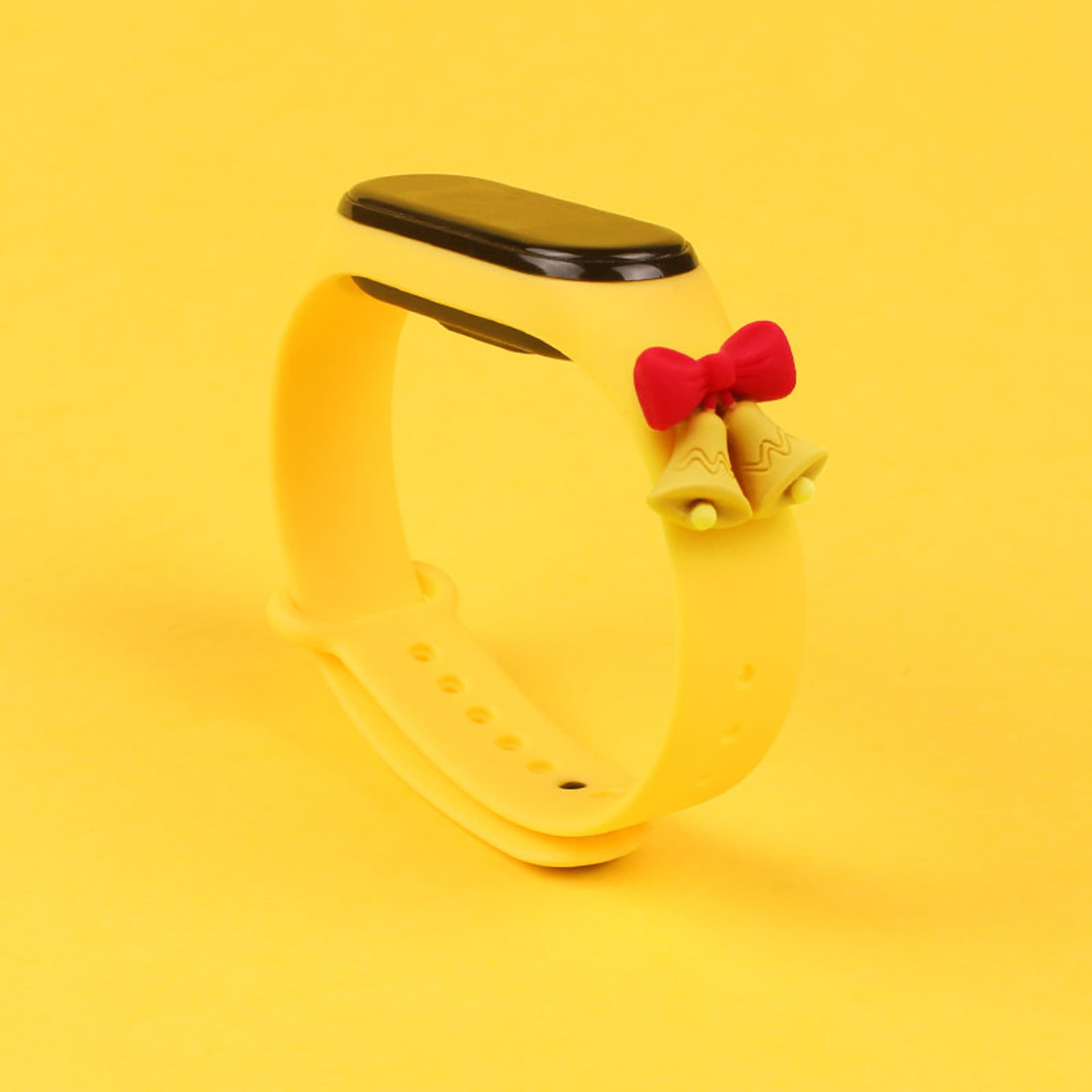 

Strap Xmas opaska do Xiaomi Mi Band 6 / Mi Band 5 świąteczny silikonowy pasek bransoletka żółty (dzwonki)