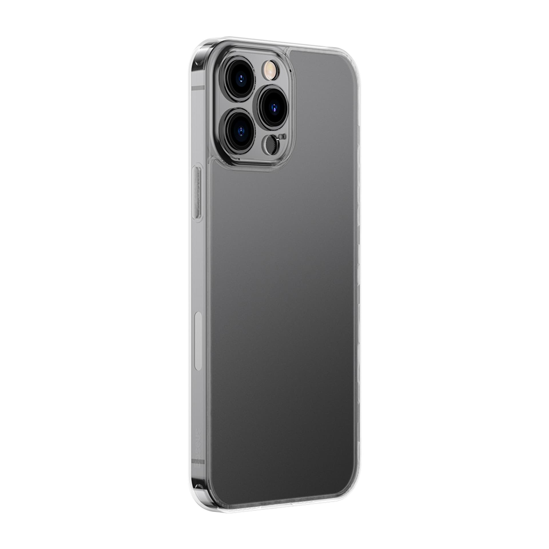 

Baseus Frosted Glass Case etui pokrowiec do iPhone 13 Pro Max sztywna obudowa z żelową ramką przezroczysty (ARWS000202)