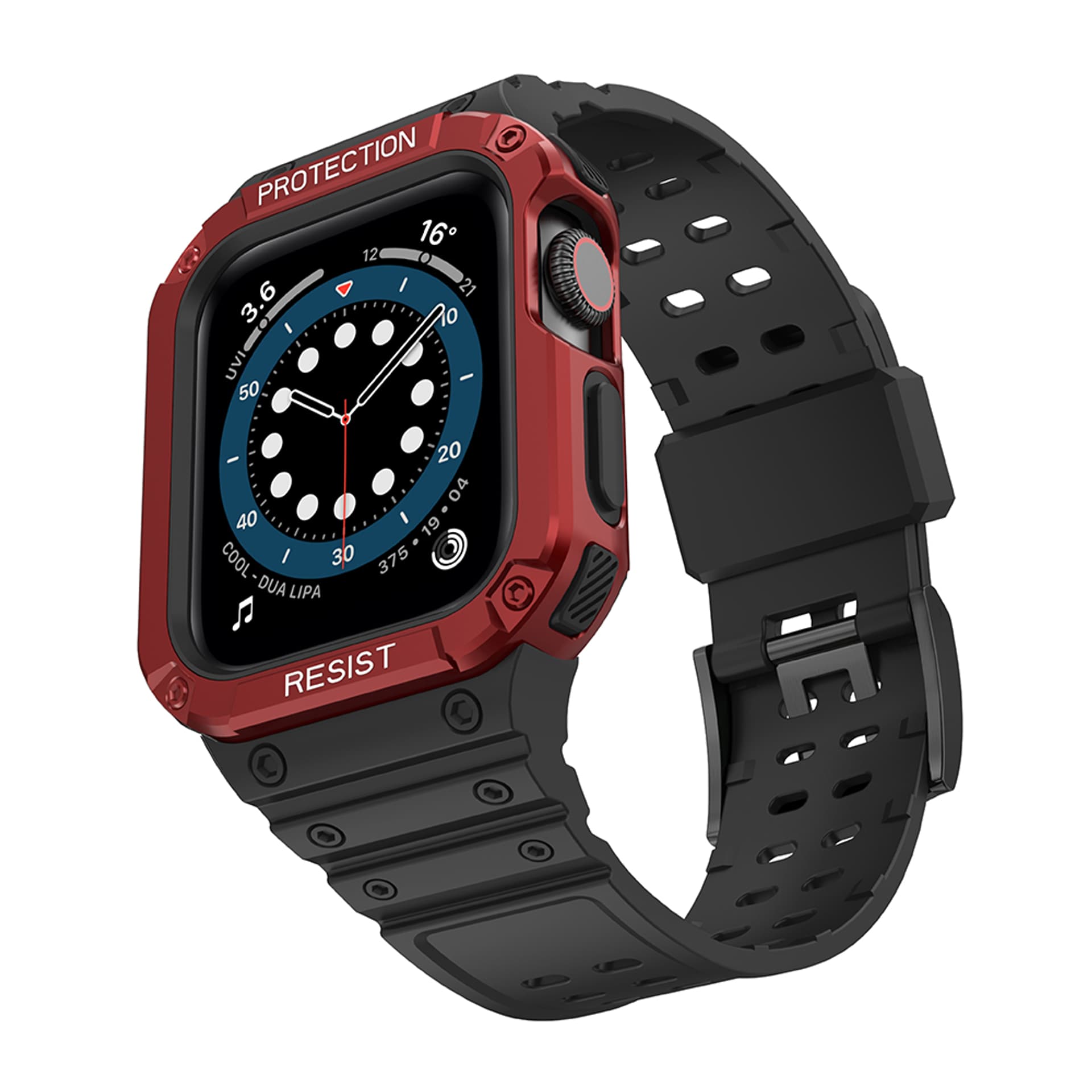 

Protect Strap Band opaska z etui do Apple Watch 7 / 6 / 5 / 4 / 3 / 2 / SE (45 / 44 / 42mm) obudowa pancerny pokrowiec na zegarek czarny, 45 / 44 / 42mm) obudowa pancerny pokrowiec na zegarek czarn