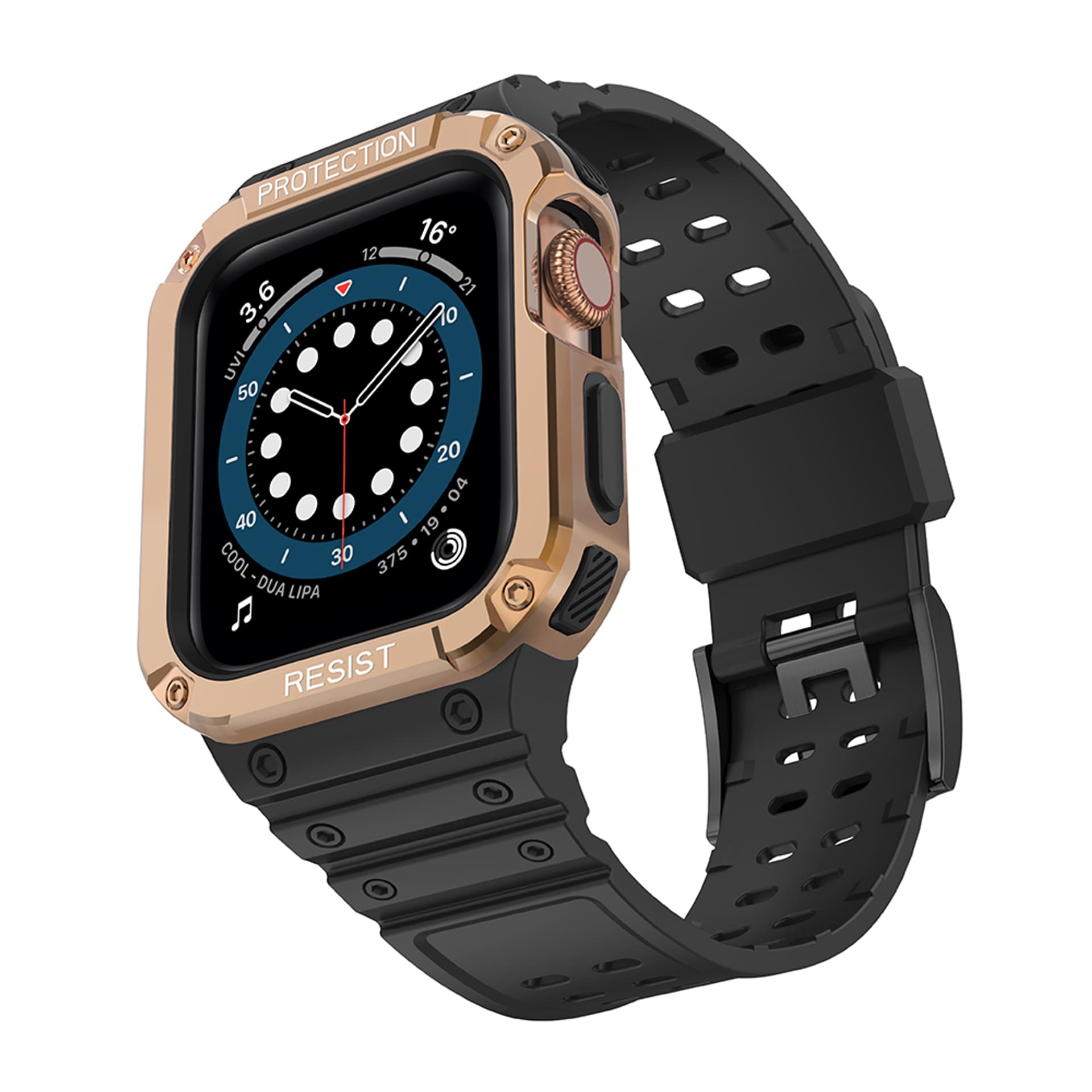 

Protect Strap Band opaska z etui do Apple Watch 7 / 6 / 5 / 4 / 3 / 2 / SE (41 / 40 / 38mm) obudowa pancerny pokrowiec na zegarek czarny, 41 / 40 / 38mm) obudowa pancerny pokrowiec na zegarek czarn