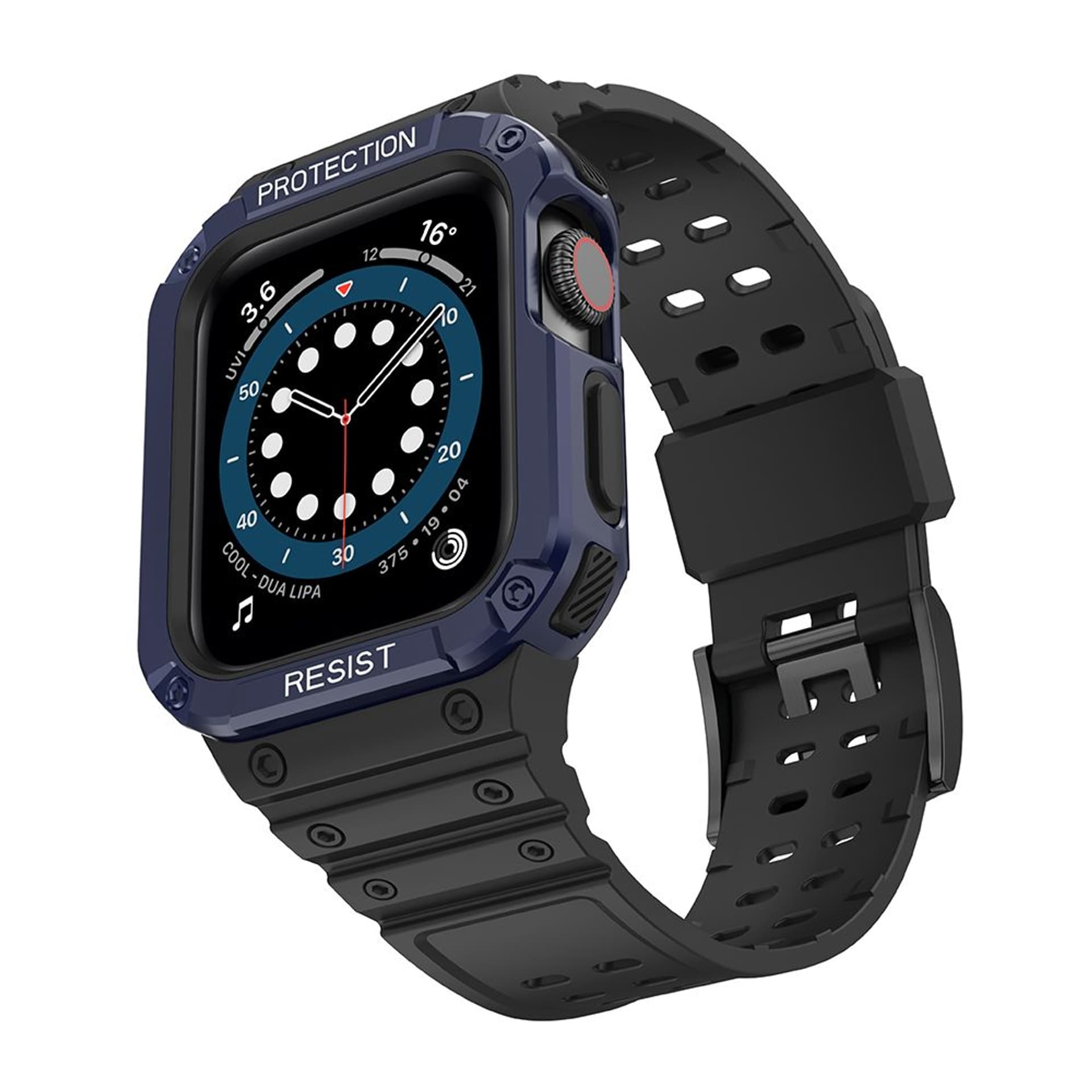 

Protect Strap Band opaska z etui do Apple Watch 7 / 6 / 5 / 4 / 3 / 2 / SE (41 / 40 / 38mm) obudowa pancerny pokrowiec na zegarek czarny, 41 / 40 / 38mm) obudowa pancerny pokrowiec na zegarek czarn